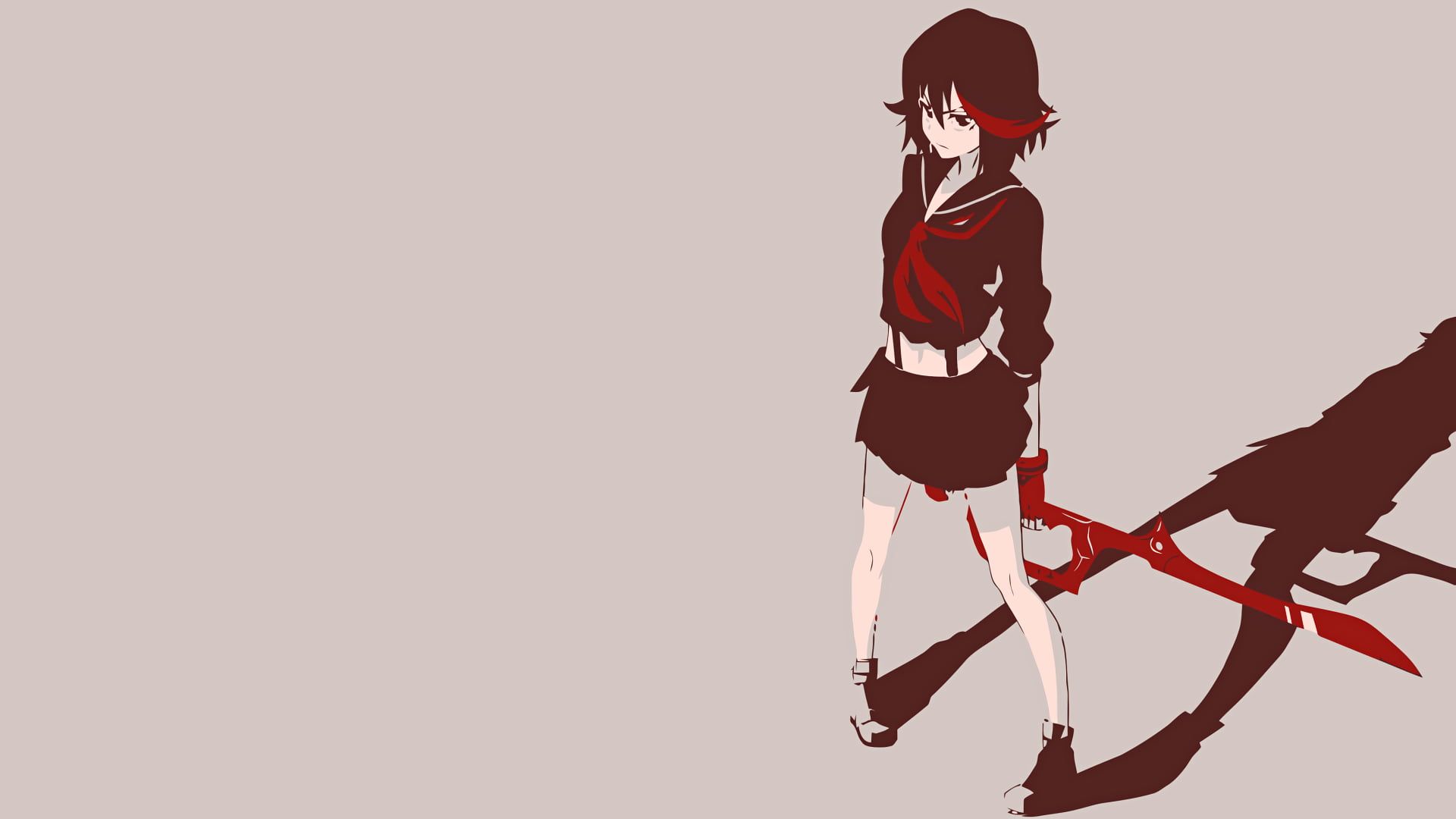 Female anime character standing against her shadow illustration HD