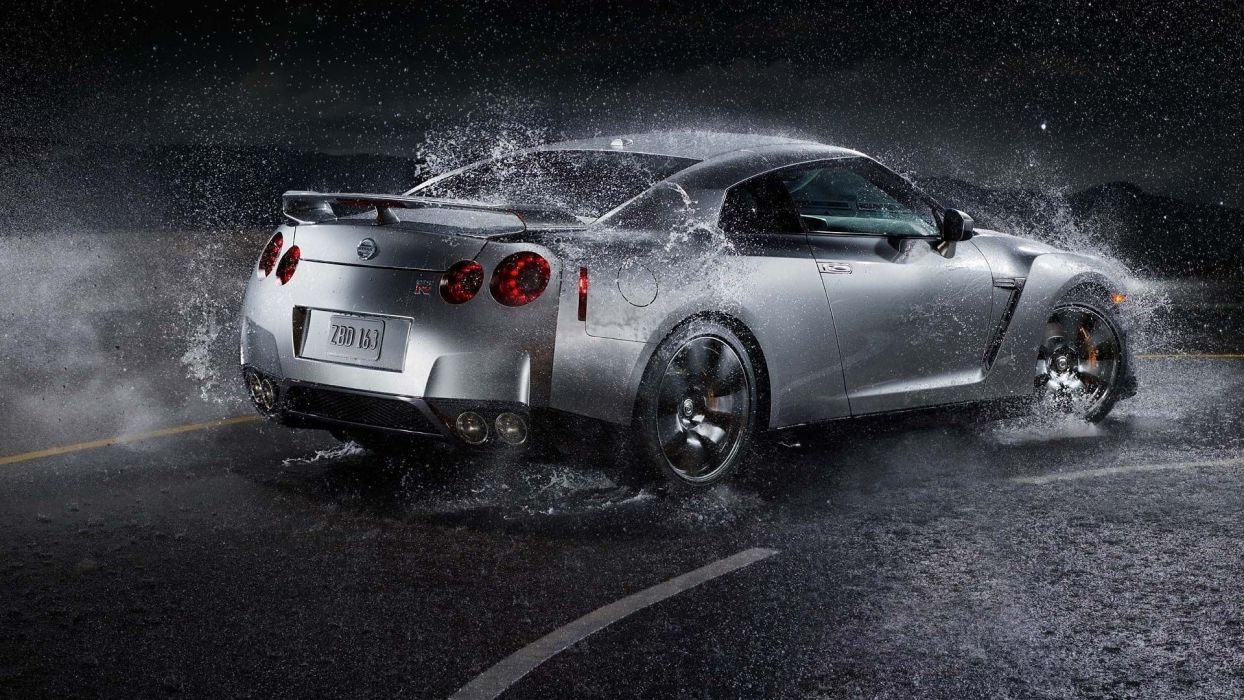 Rain Cars Silver Vehicles Nissan GT R R35 Wallpaperx1080
