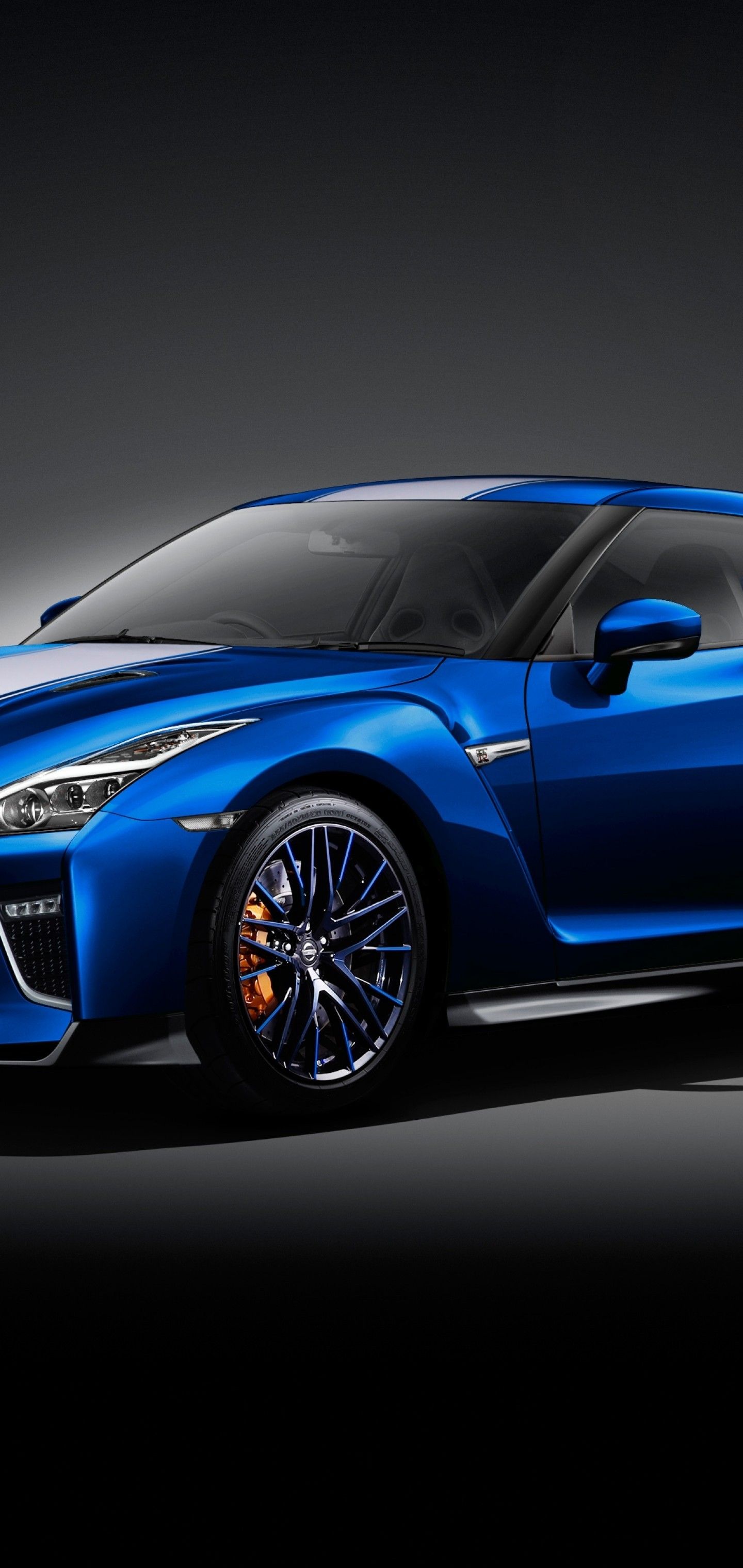 Download 1440x3040 Nissan Gt R, Blue, Side View, Sport Cars