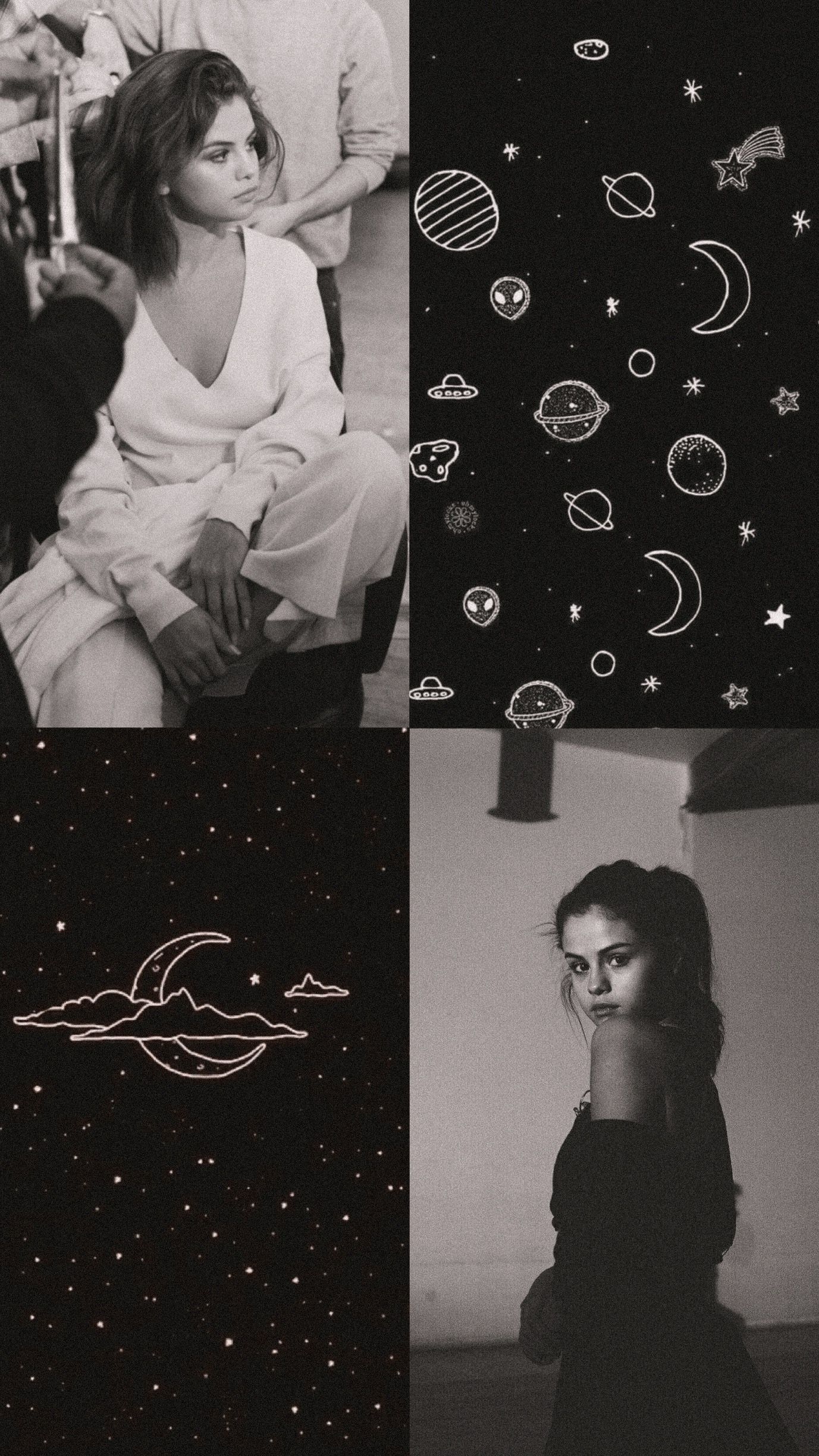 Selena Gomez black and white aesthetic lockscreen. Selena gomez