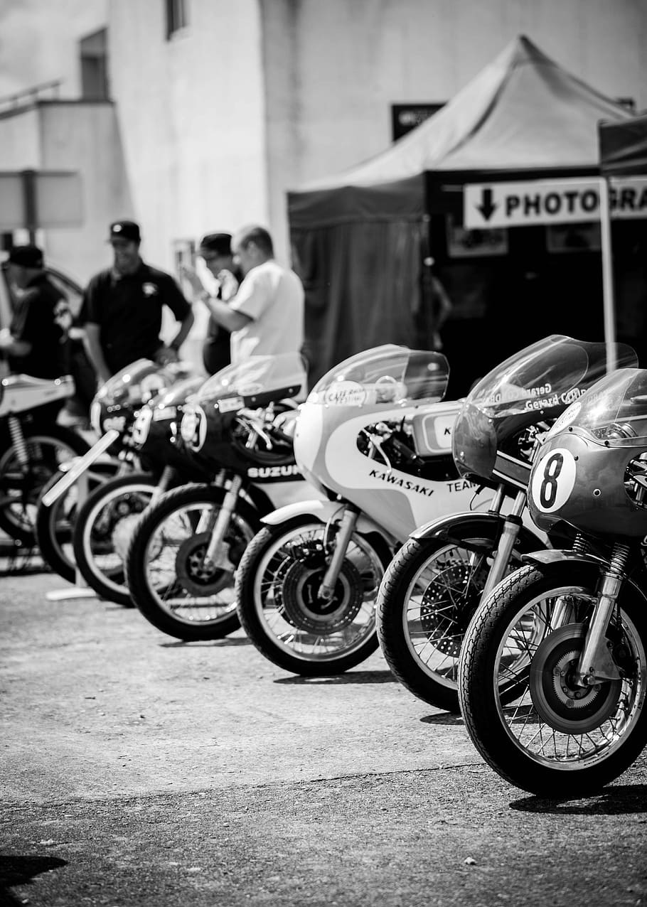 HD wallpaper: motorcycle, vintage, circuit, cafe racer, black