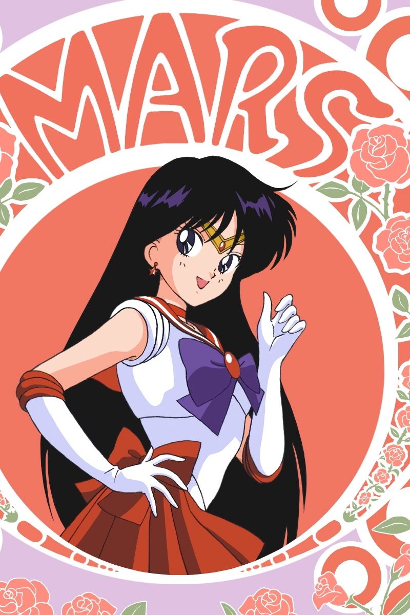 Wallpaper Hino Rei, Sailor Moon, Girl, Brunette, Smile
