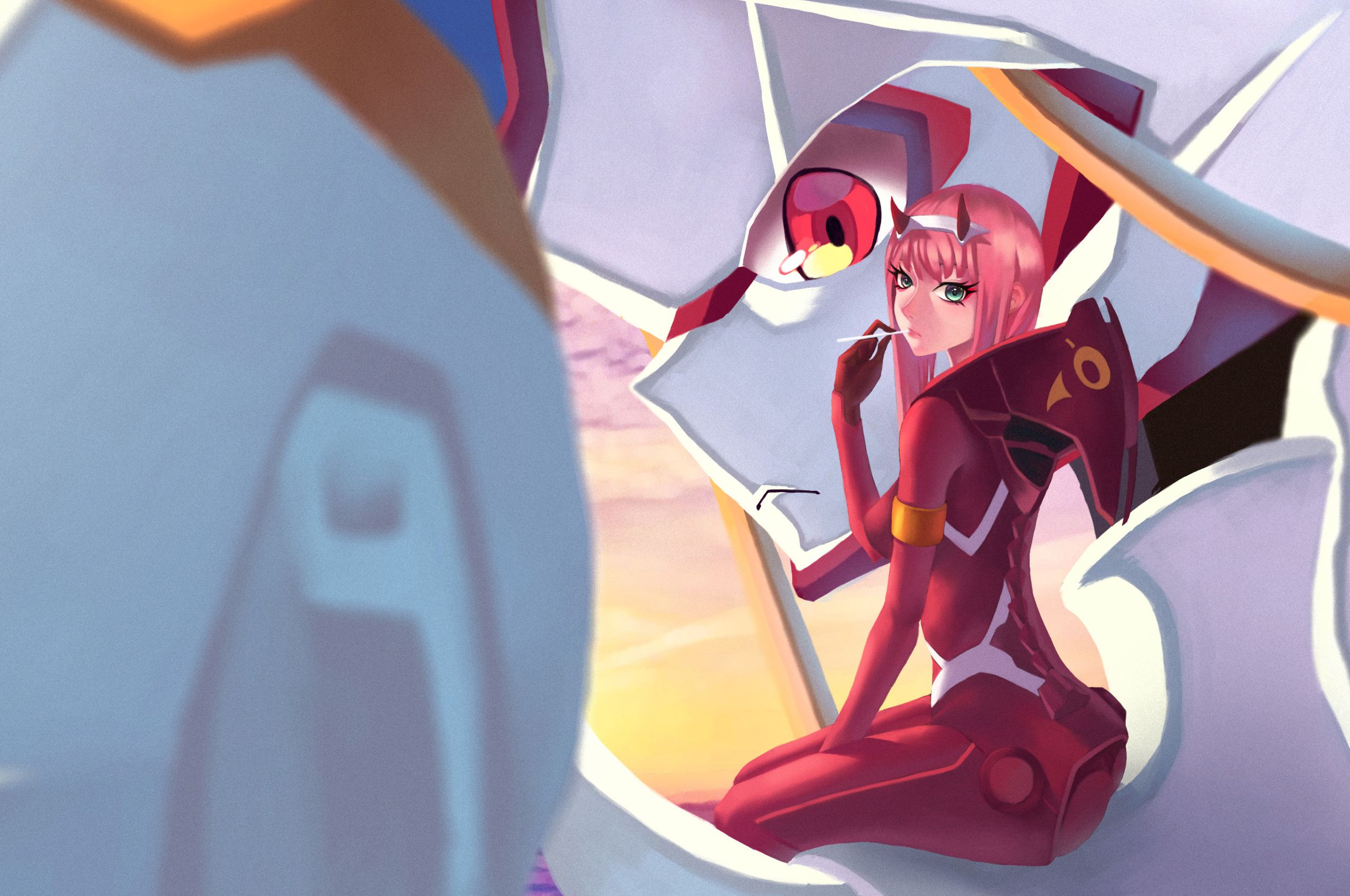 Anime Girl Pink Hair Zero Two Darling In The FranXX