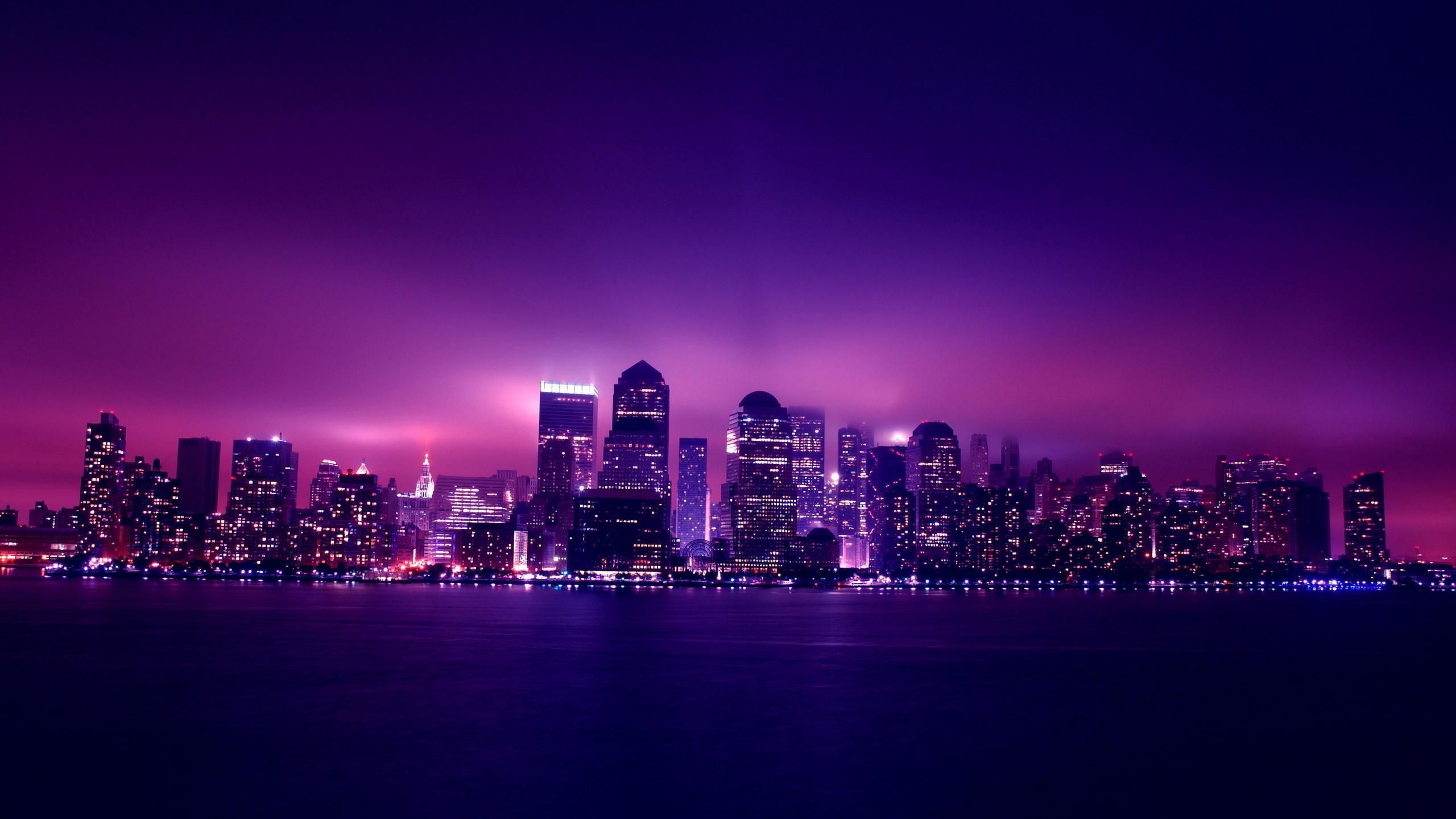 Aesthetic City Night Lights In 2560x1440 Resolution. Night city, City wallpaper, Landscape wallpaper
