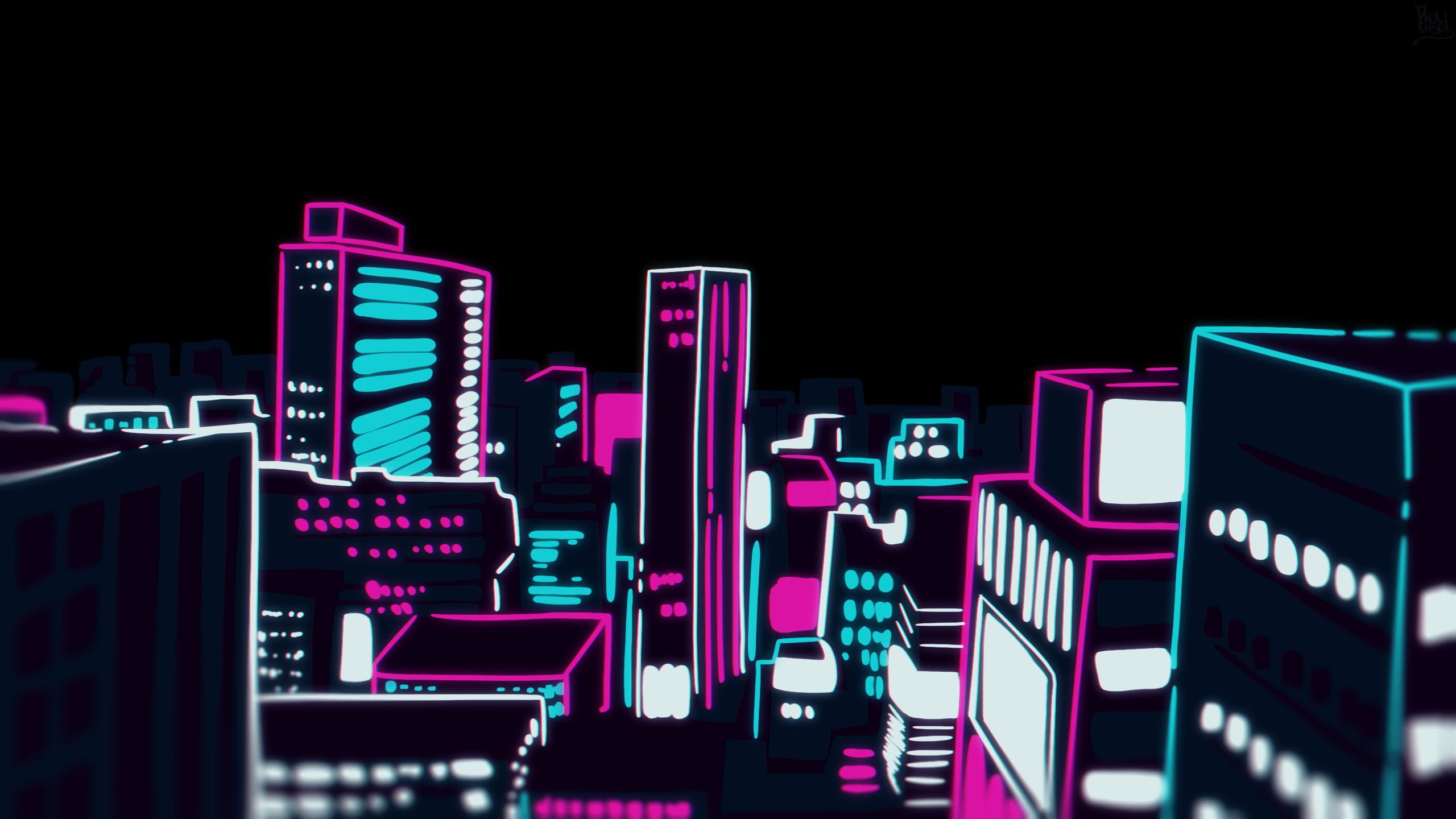 Pink and blue buildings drawing, Mob Psycho city, anime HD wallpaper