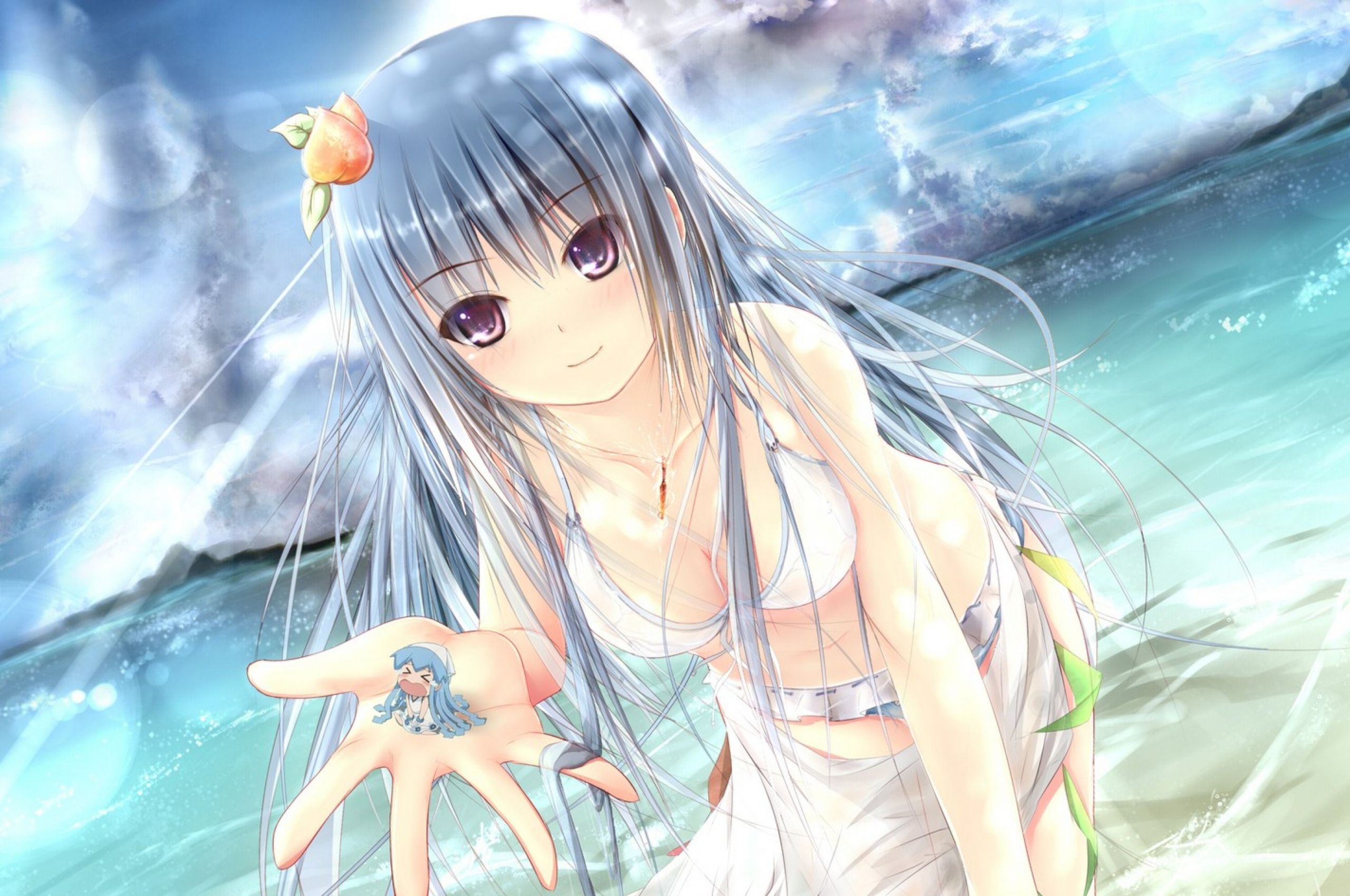 Free download Anime Girl Hair Swimsuit Sea Sun Summer Wallpaper