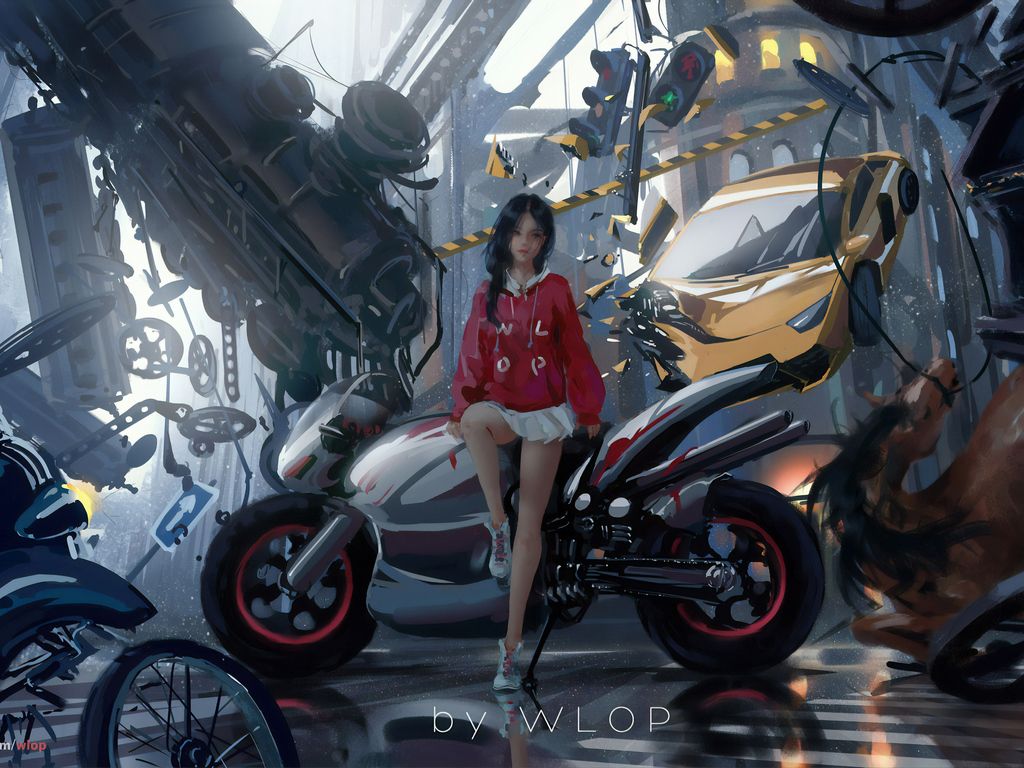 Anime Biker Girl 4k Wallpaper and Background Image