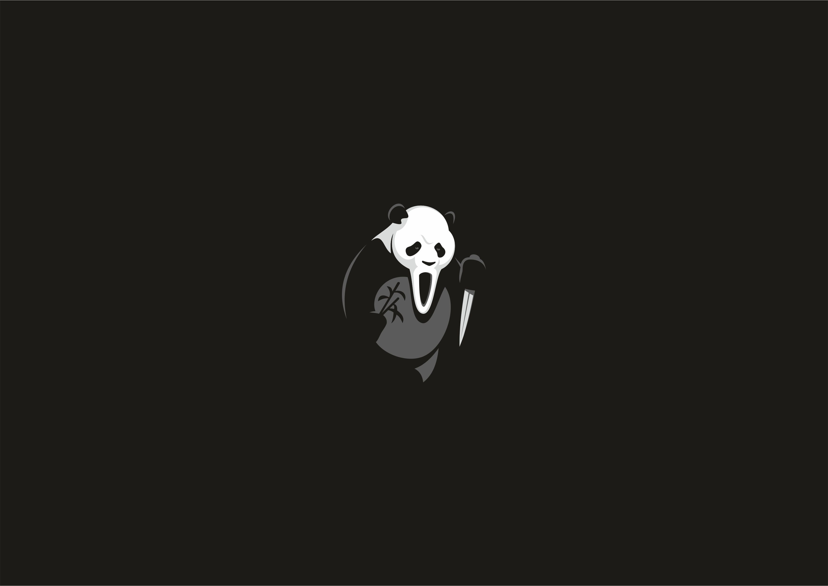 Halloween Horror Panda Ghost Holding Knife Minimalism