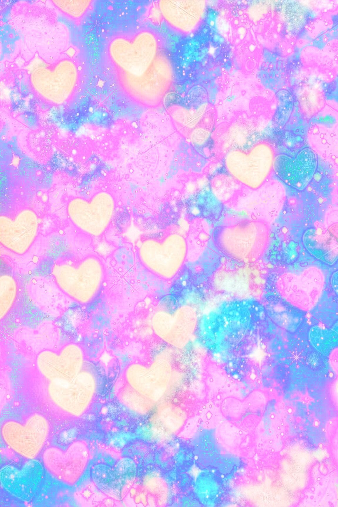 wallpaper #lockscreen #glitter #sparkle #galaxy #pastel #hearts