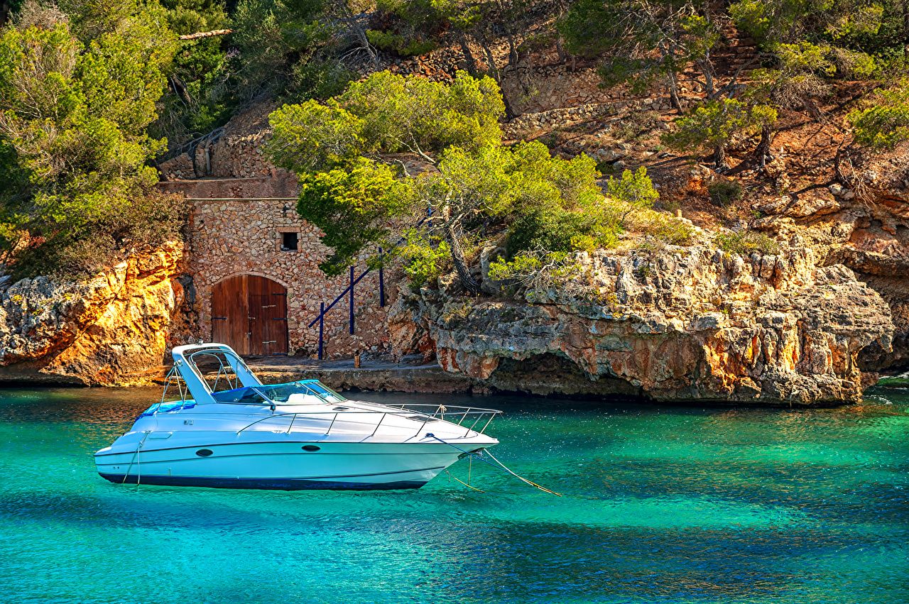 Photo Majorca Mallorca Spain Mediterranean sea Sea Crag Nature Yacht