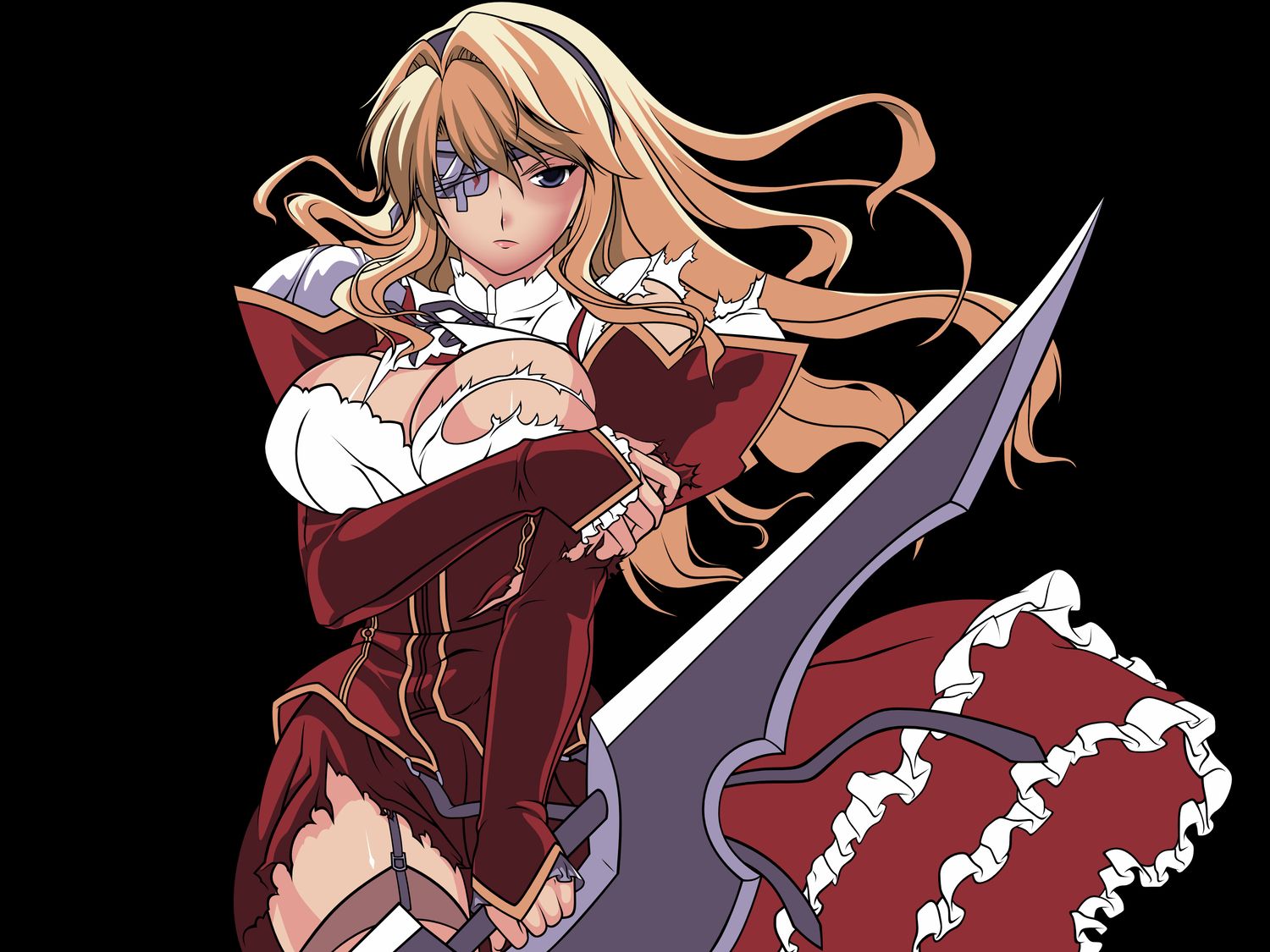 blonde hair breasts bridget satellizer eyepatch freezing kim kwang