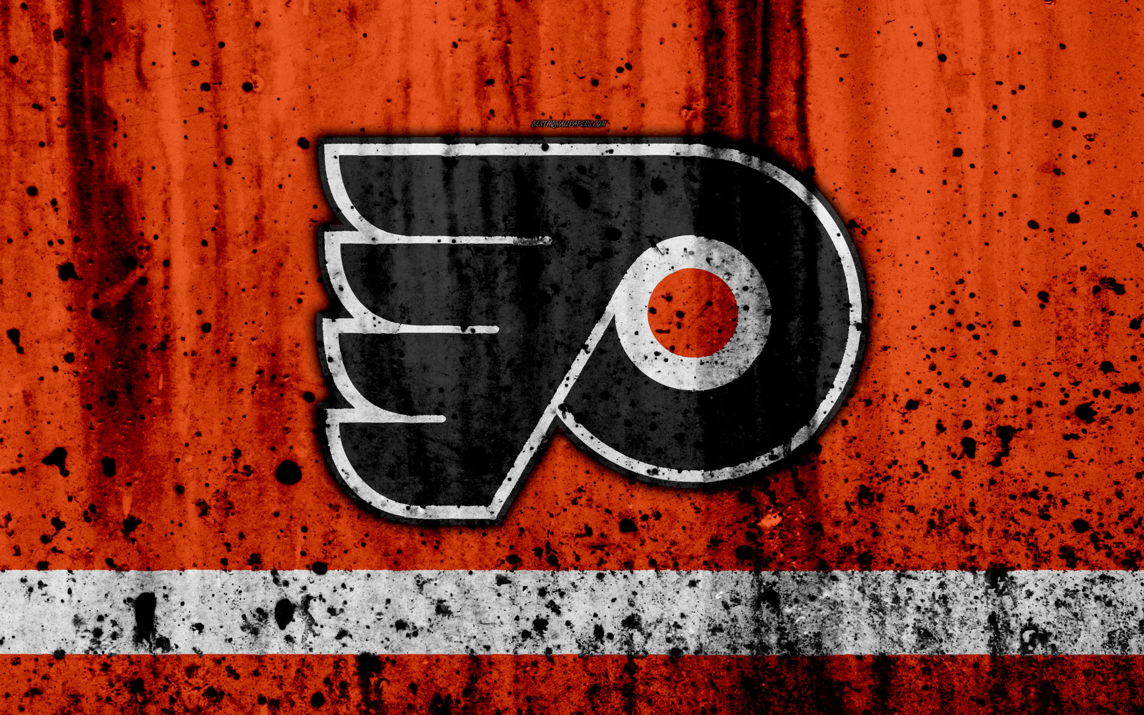 Download wallpaper 4k, Philadelphia Flyers, grunge, NHL, hockey