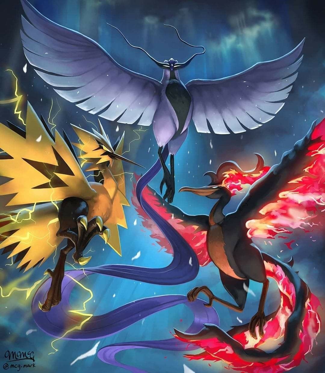 I'm still on the fence about the new design of Articuno. But the others are so cool. Moltres pokemon, Cool pokemon wallpaper, Pokemon dragon