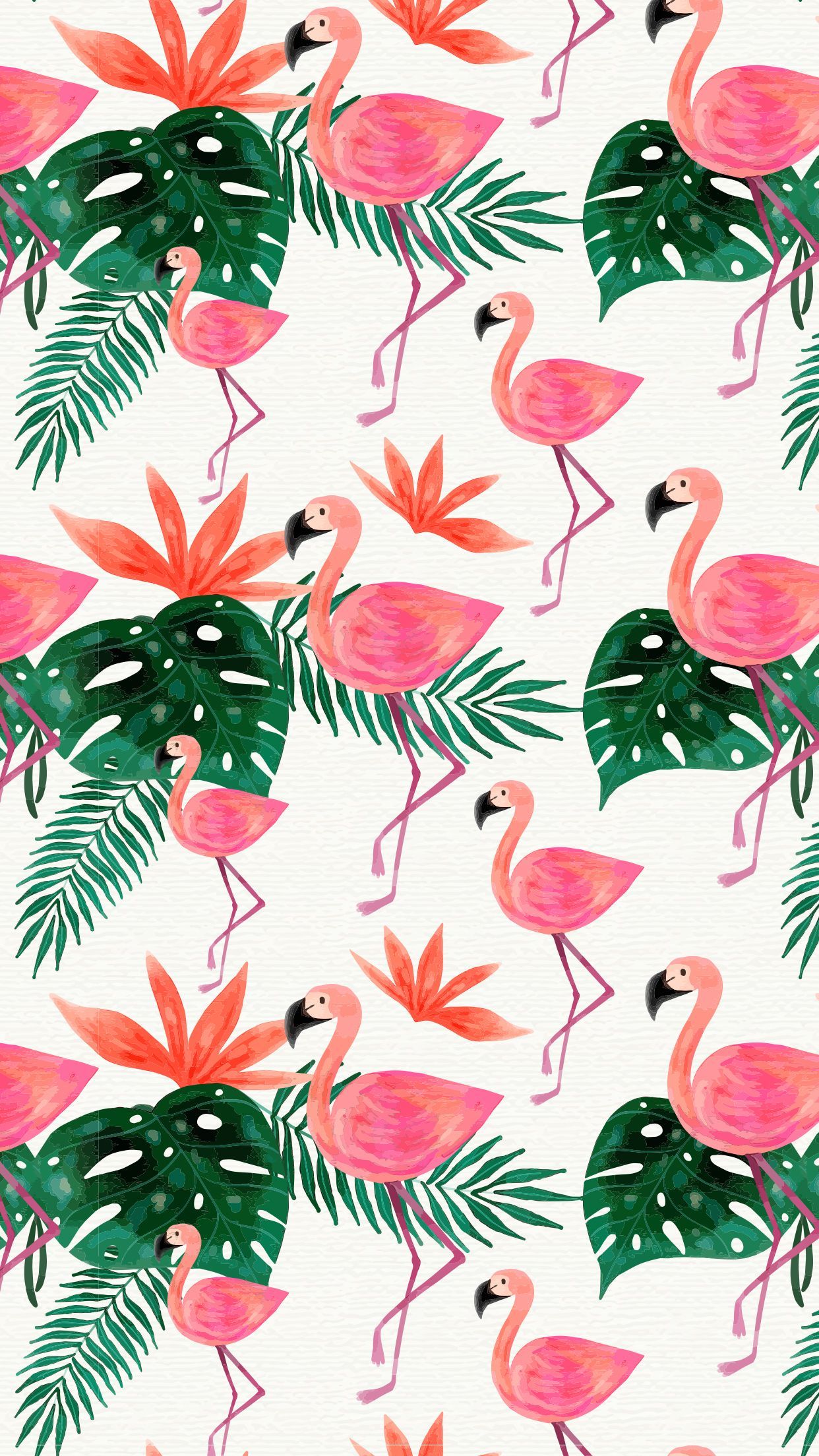 Watercolor #flamingo cuteness mobile wallpaper - #tropical #pink