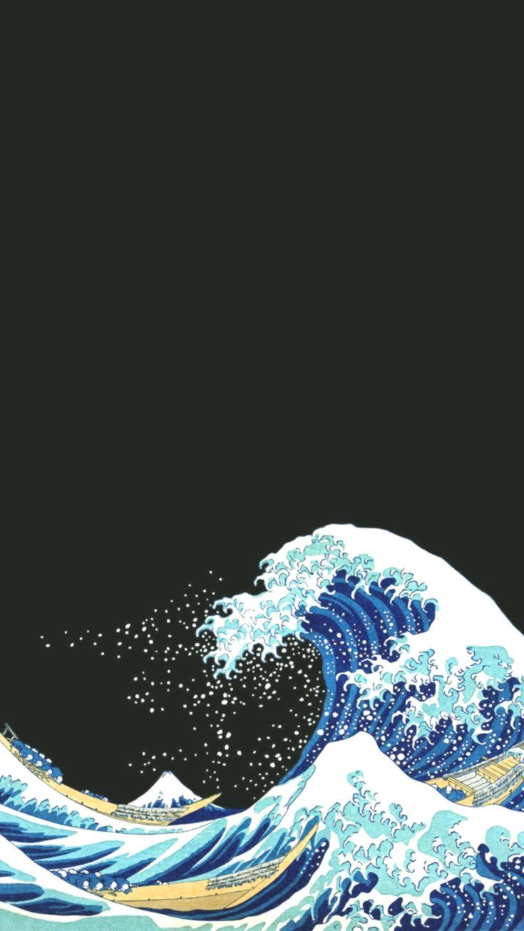 Wallpaper Celular- Amoled Great Wave Off Kanagawa Wave Off