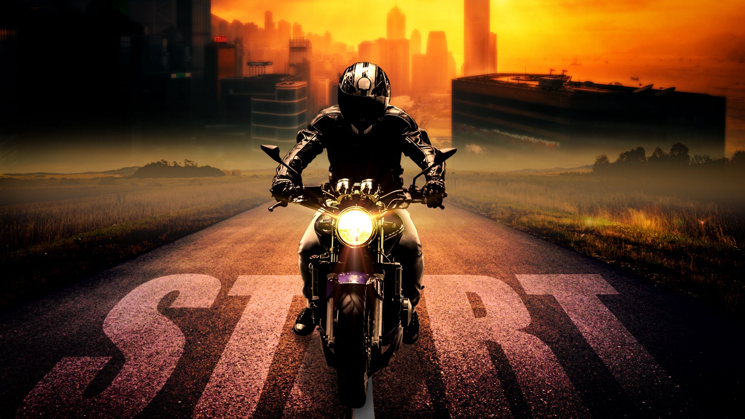 Download wallpaper 2560x1440 biker, bike, motorcycle, motorcyclist