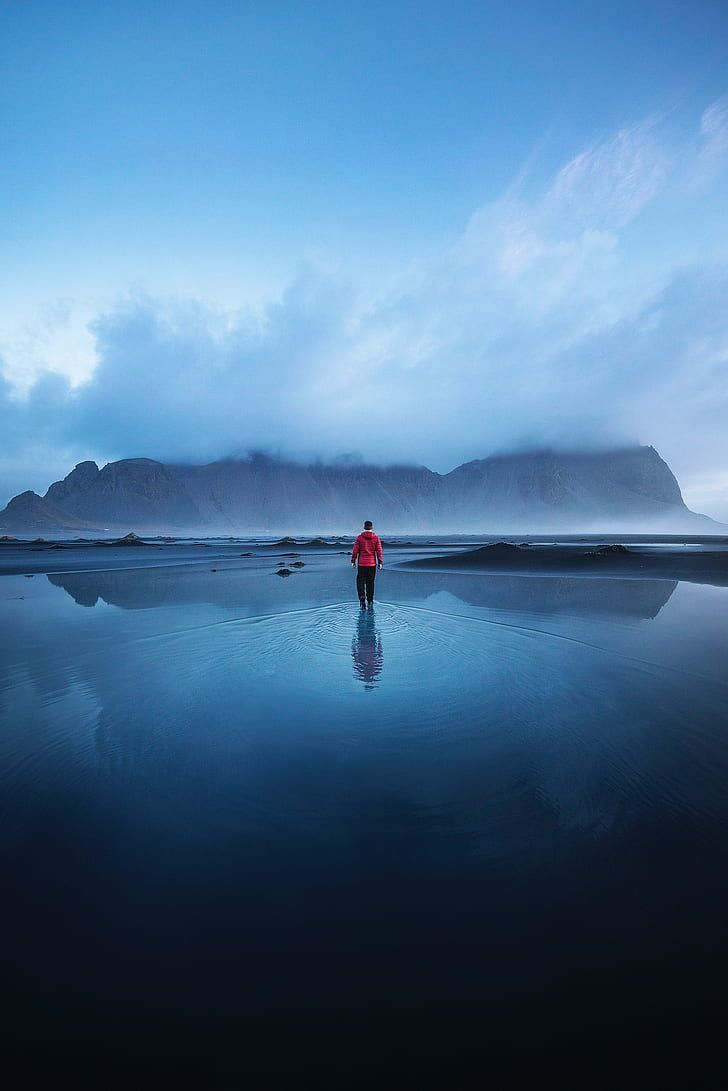 HD wallpaper: mountain, lake, solitude, loneliness, fog, iceland