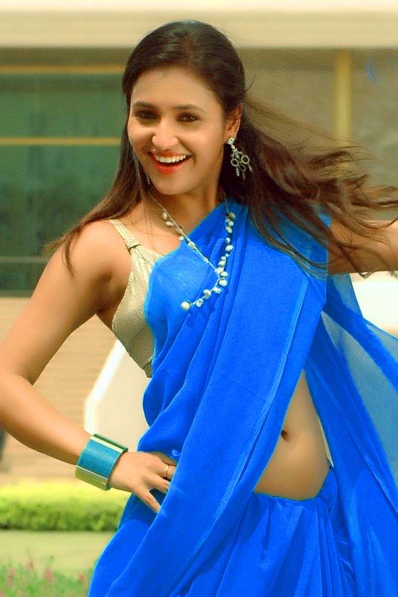 SARAYU hot navel photo in Blue saree