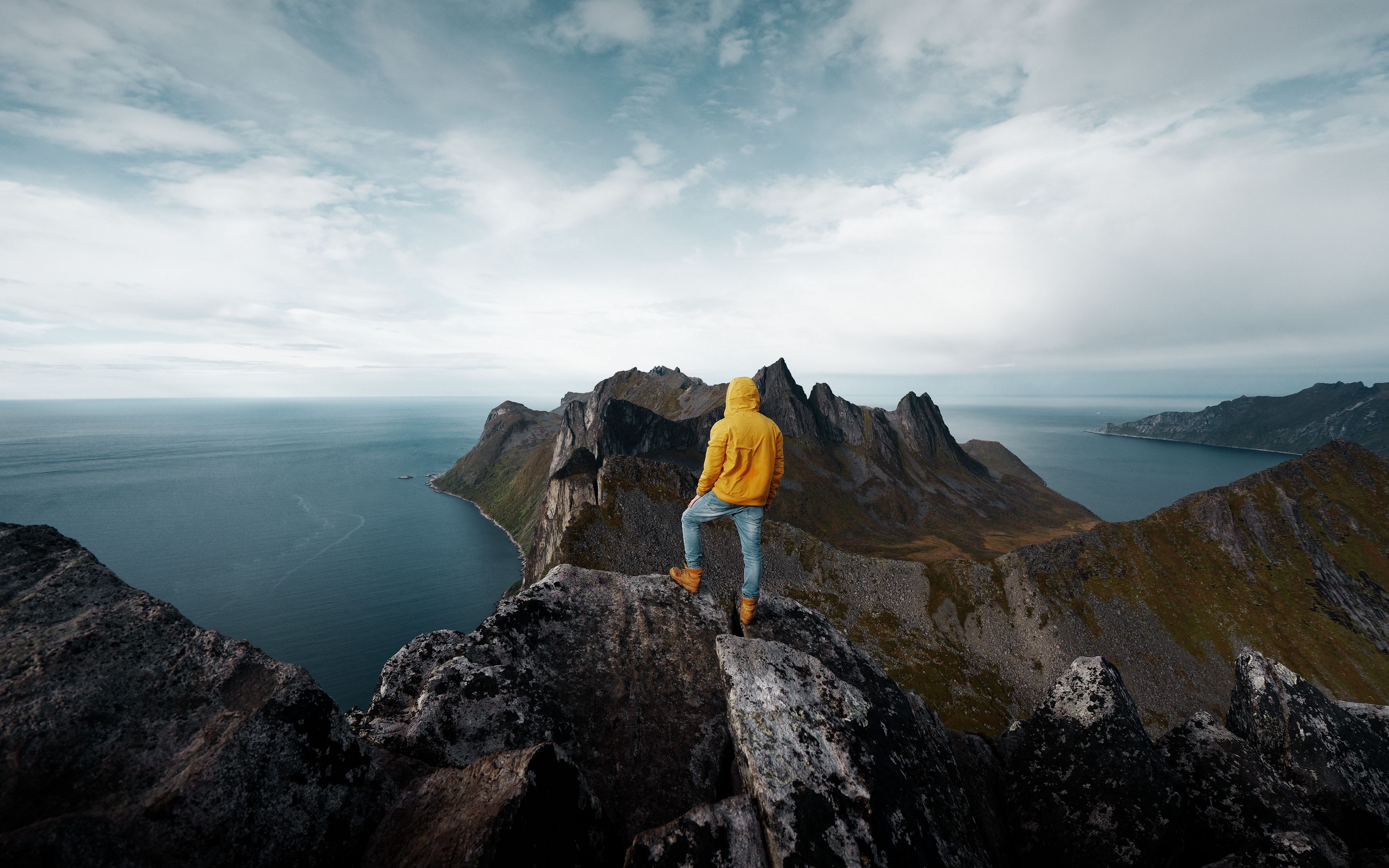 Wallpaper Mountain, Solitude, Man, Peak, Norway On Peak, HD