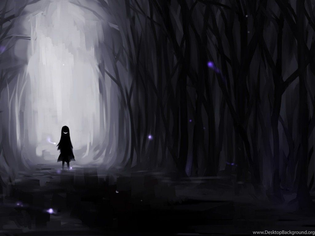 Dark Scary Forest Wallpaper Girl In Darkness