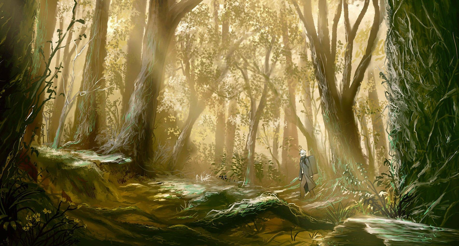 Free download Anime Forest Scenery Wallpaper 1903x1023 ID56606