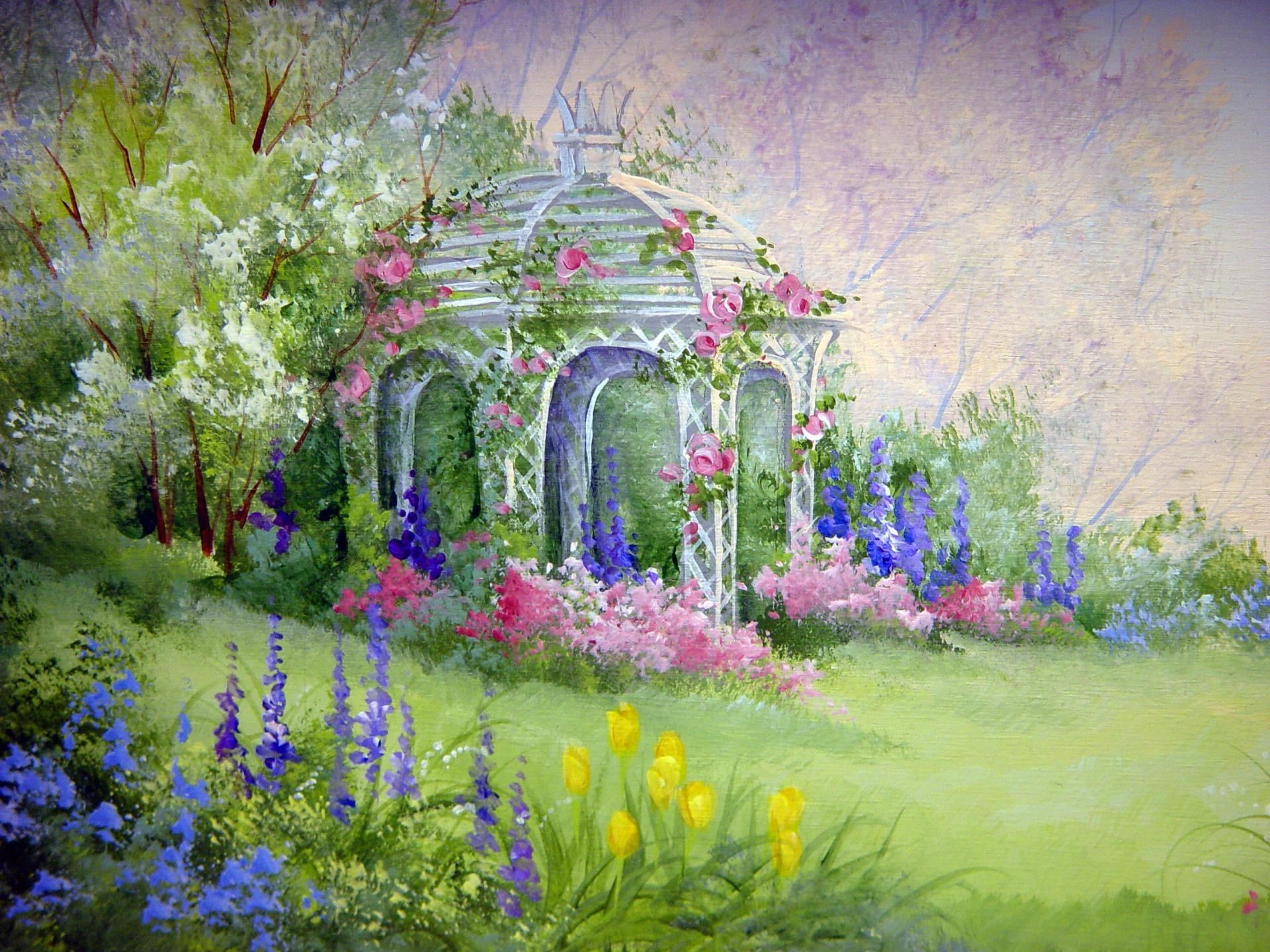 english garden mural. Wallpaper Flower Painting Gardens