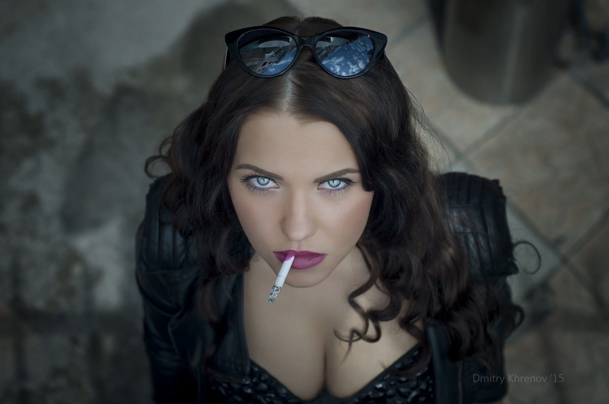 Woman with cigarette, women, face, cigars, smoking HD wallpaper