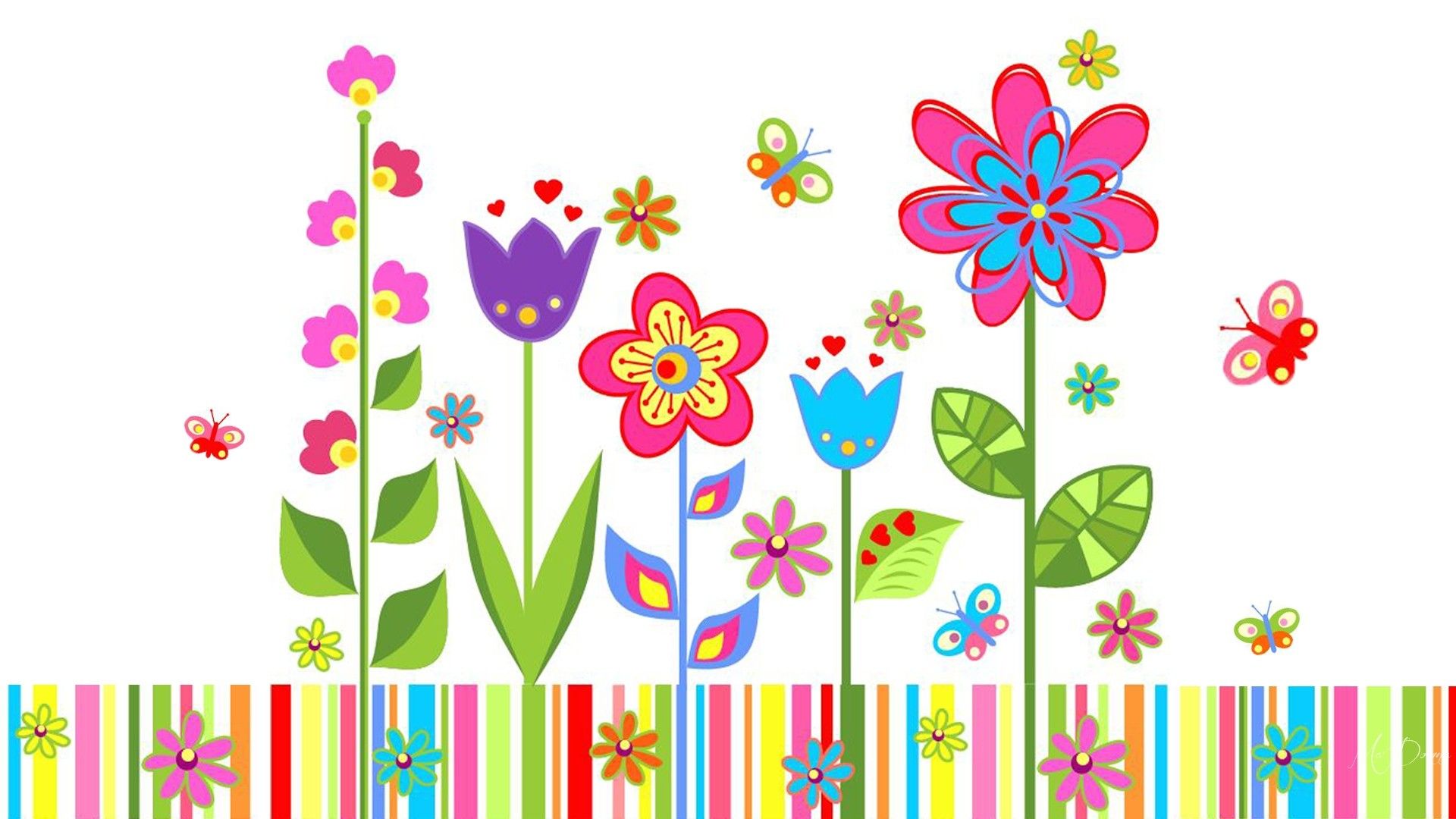 Summer Butterflies Spring Abstract Flowers Garden Wallpaper Spring Vector Wallpaper & Background Download
