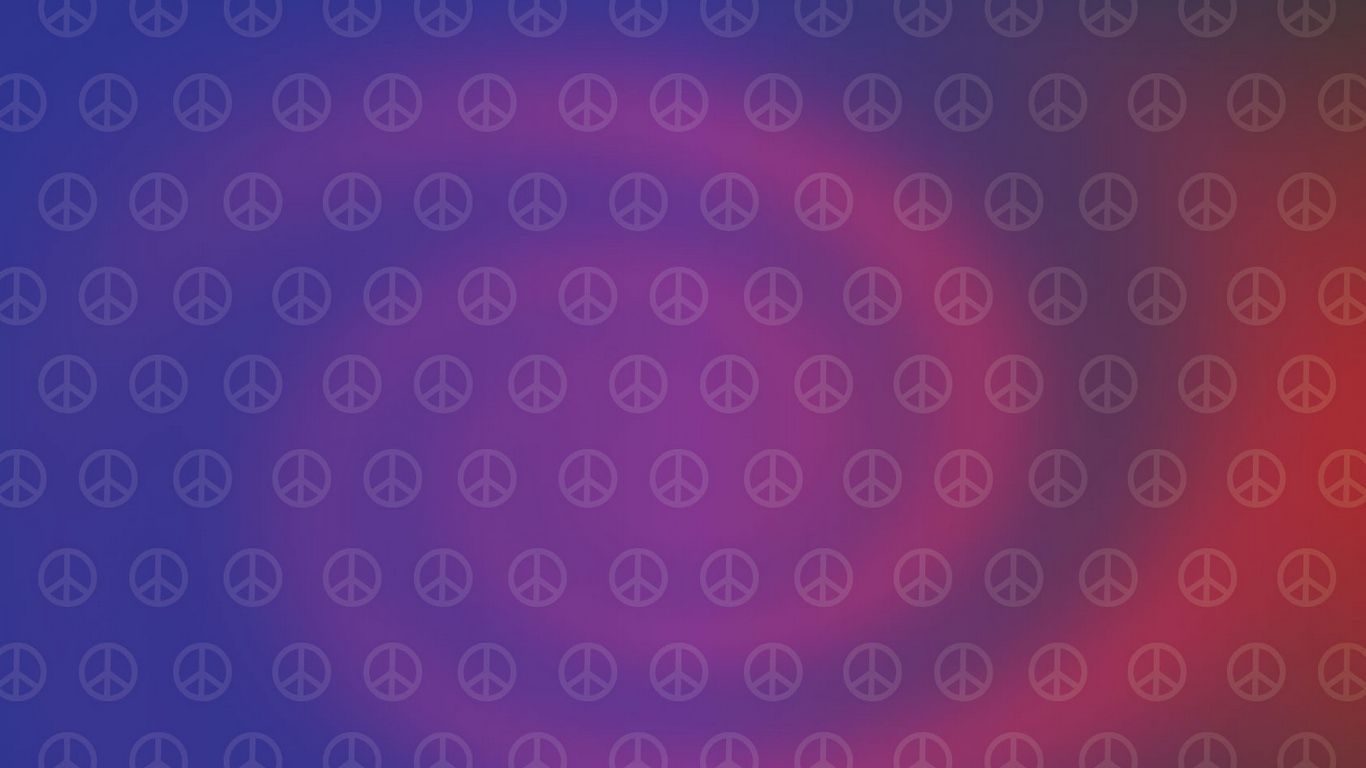Download wallpaper 1366x768 hippies, picture, sign, peace, purple