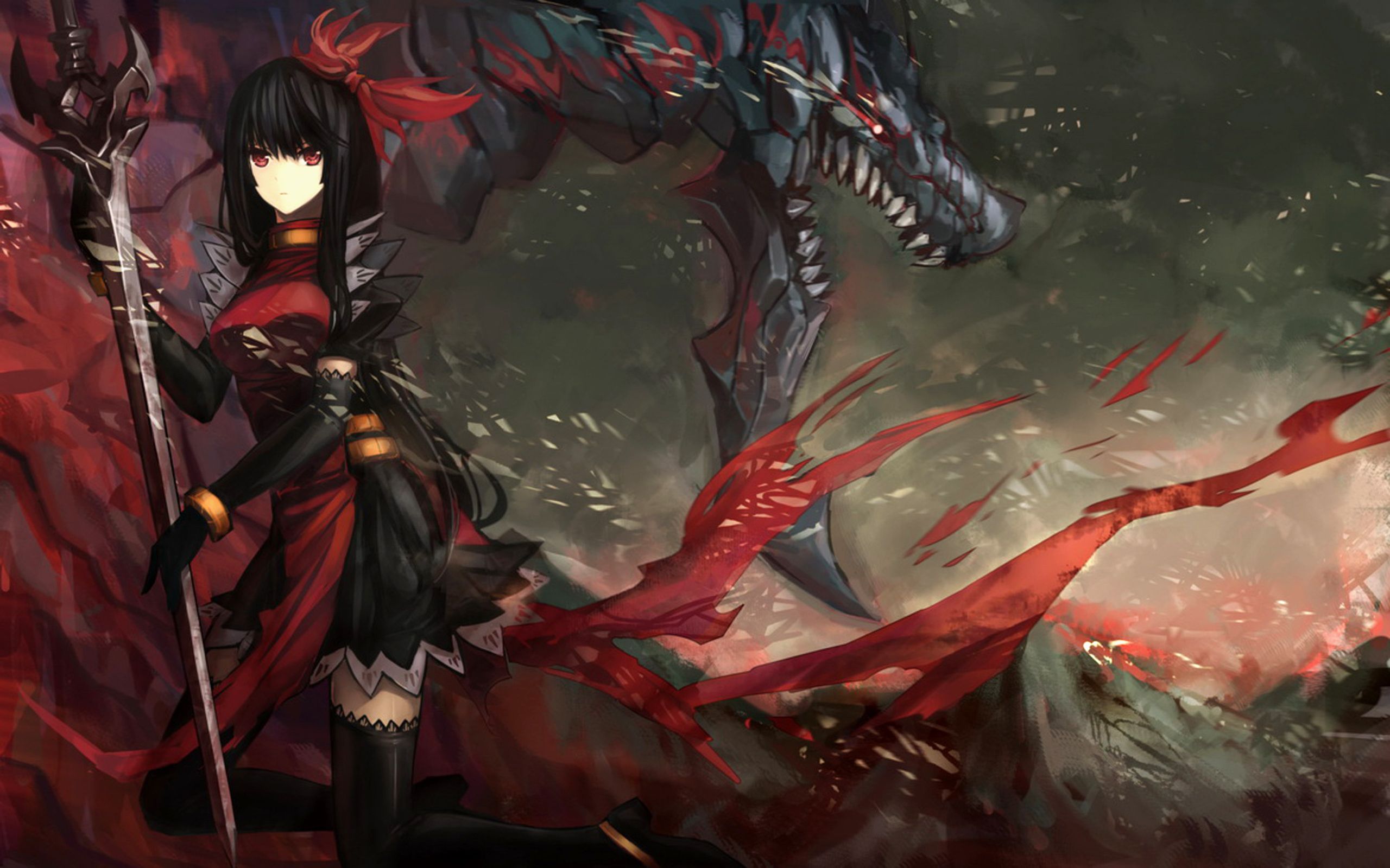 Girl Dragon Monster Mouth Sword Stockings Picture Anime