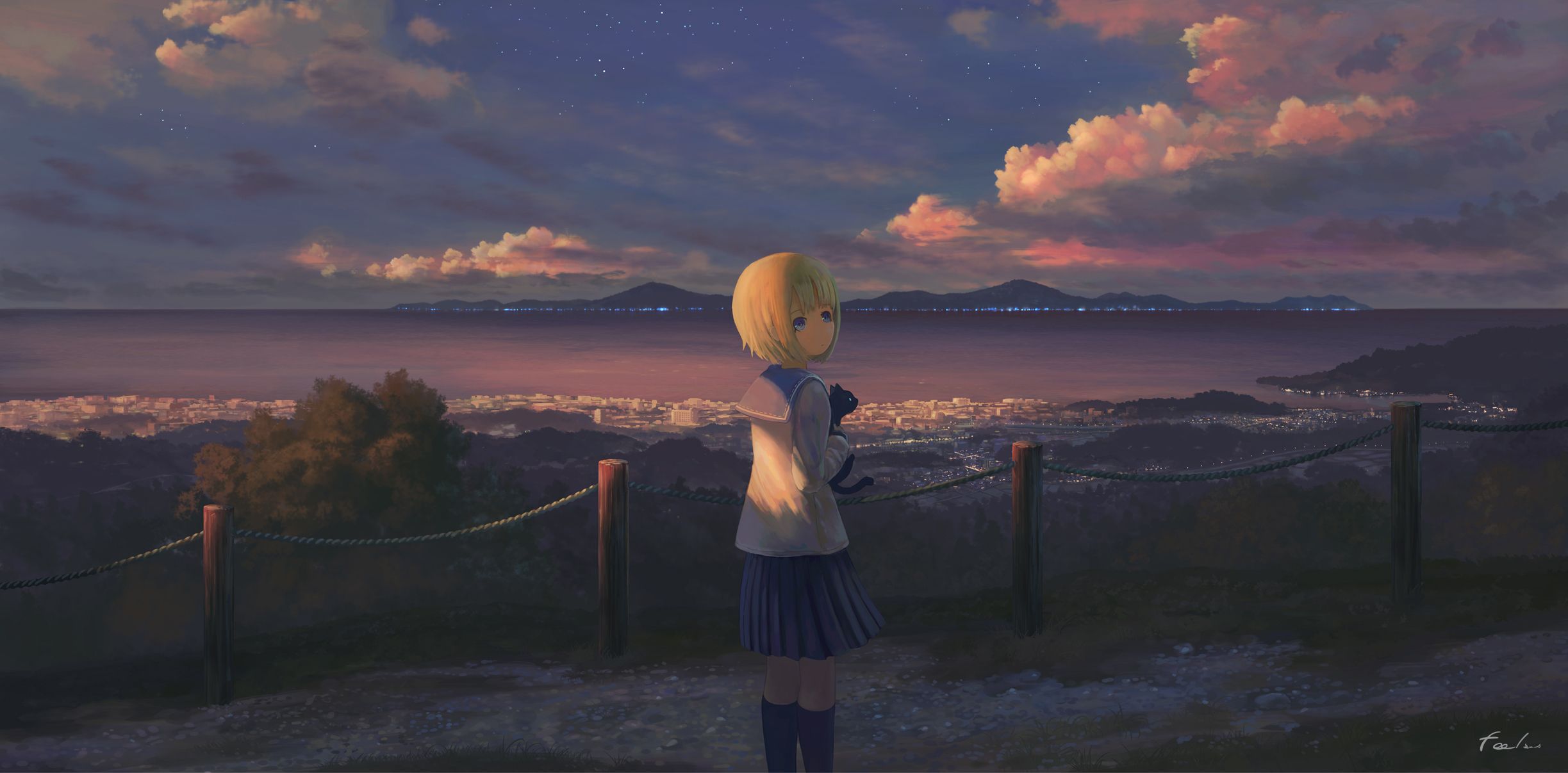 Anime Girl Alone Standing, HD Anime, 4k Wallpaper, Image