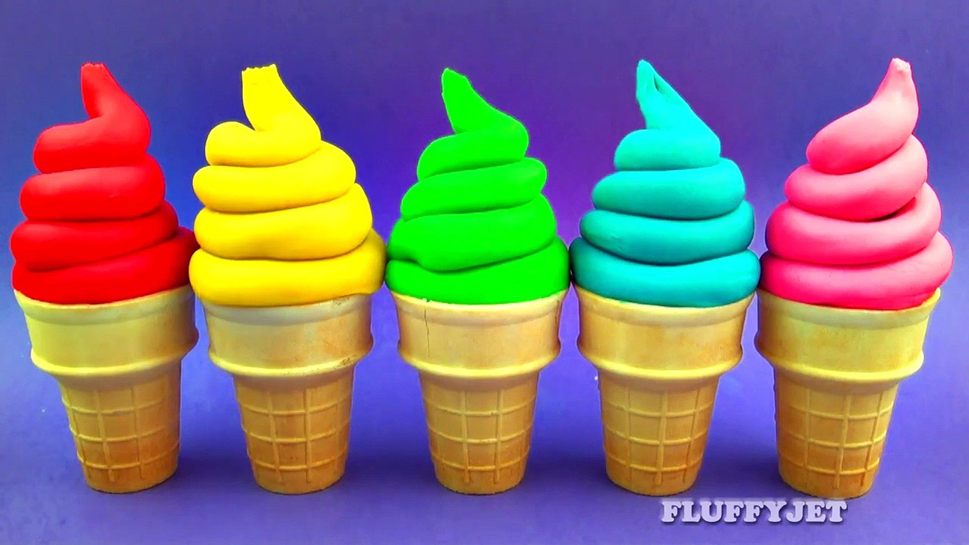Learn Colors for Kids with Play Doh Ice Cream Cone Surprise Toys