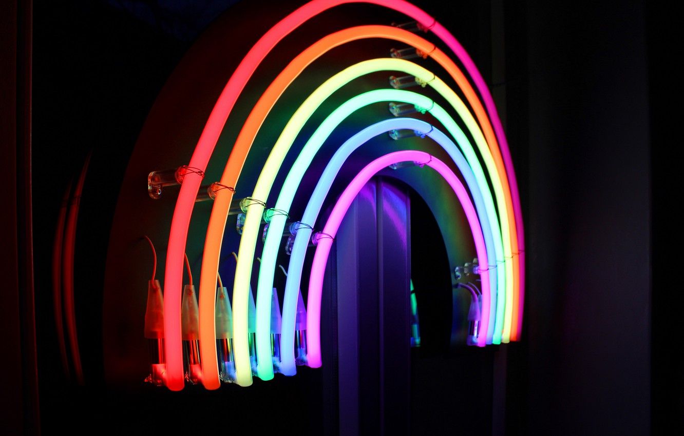 Wallpaper lights, colorful, rainbow, lines, macro, neon, lamp