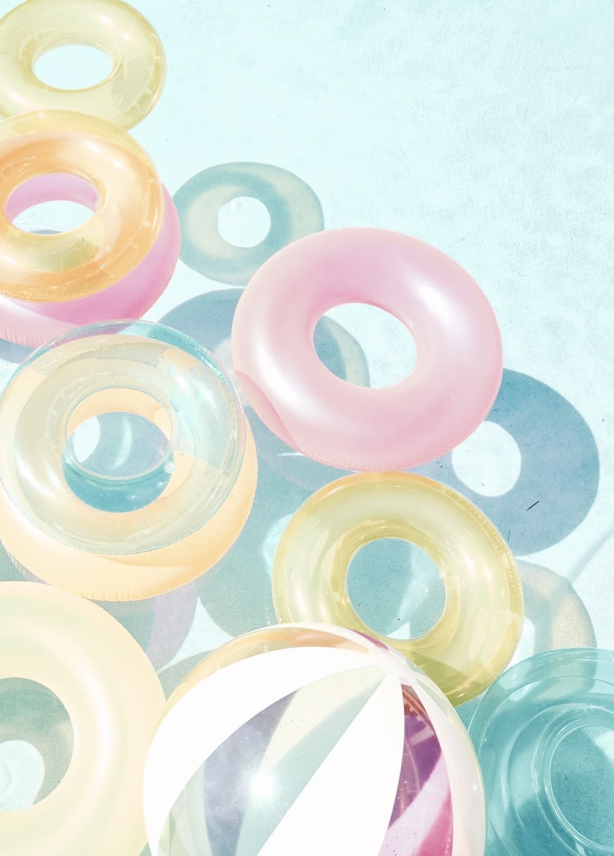 Pastel pool toys for summer swims. Pastel