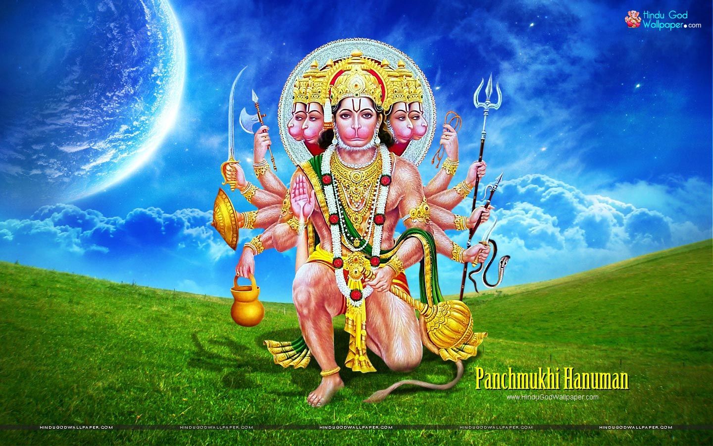 Beautiful Sri Panchmukhi Hanuman wallpaper free download with HD