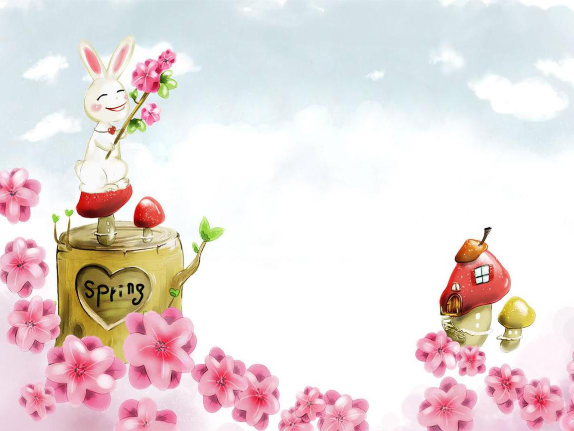 Rabbits Of Spring Background For PowerPoint PPT