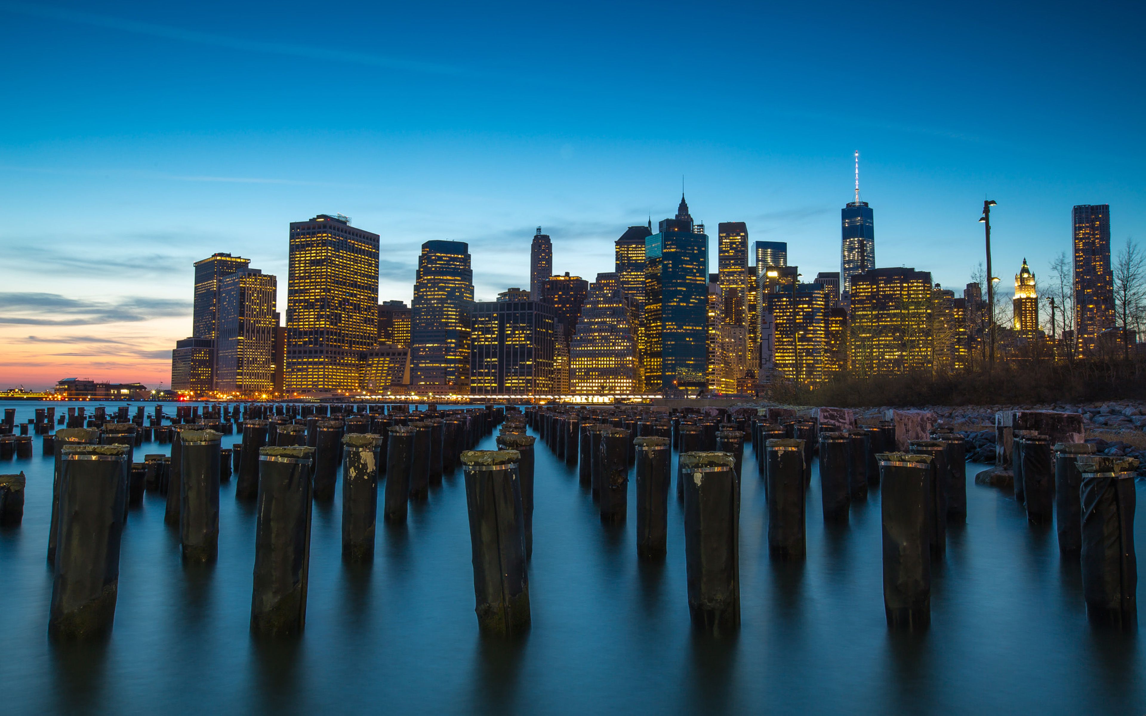 The Port Manhattan New York City Sunset Dusk Landscape 4k Ultra Hd Desktop Wallpapers For Computers Laptop Tablet And Mobile Phones 3840x2400 : Wallpapers13