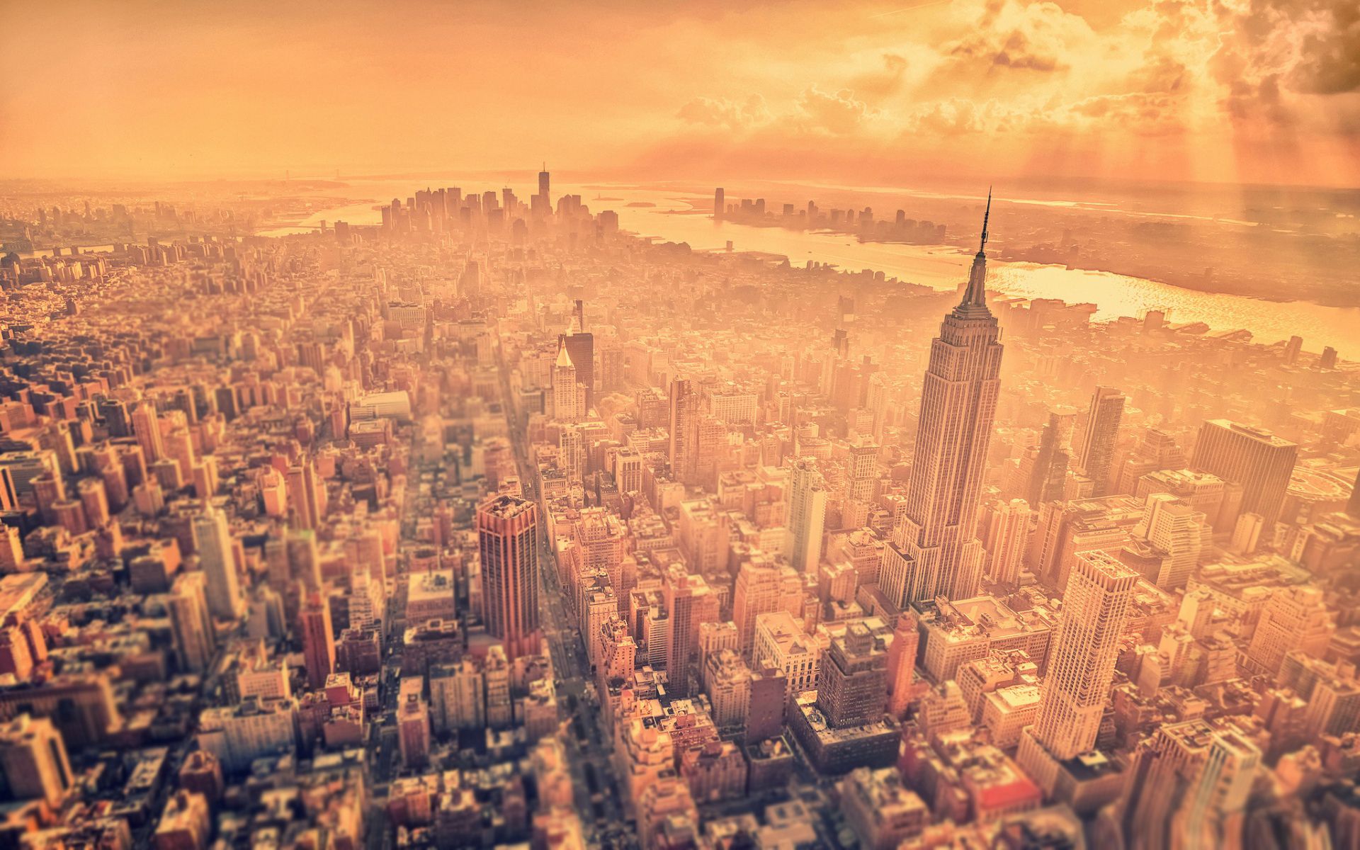 New York Tilt Shift Sun Light Rays Desktop Wallpaper