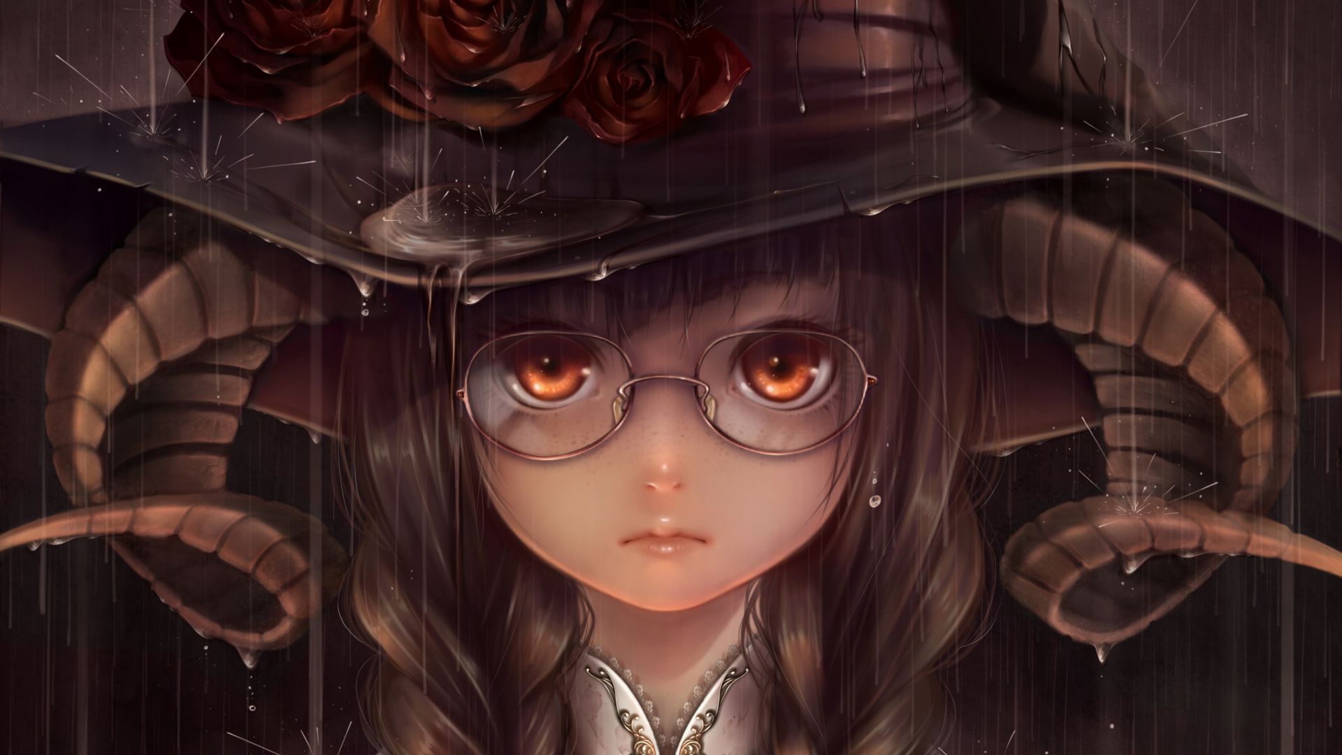 HD wallpaper: anime, anime girls, dark hair, face, glasses