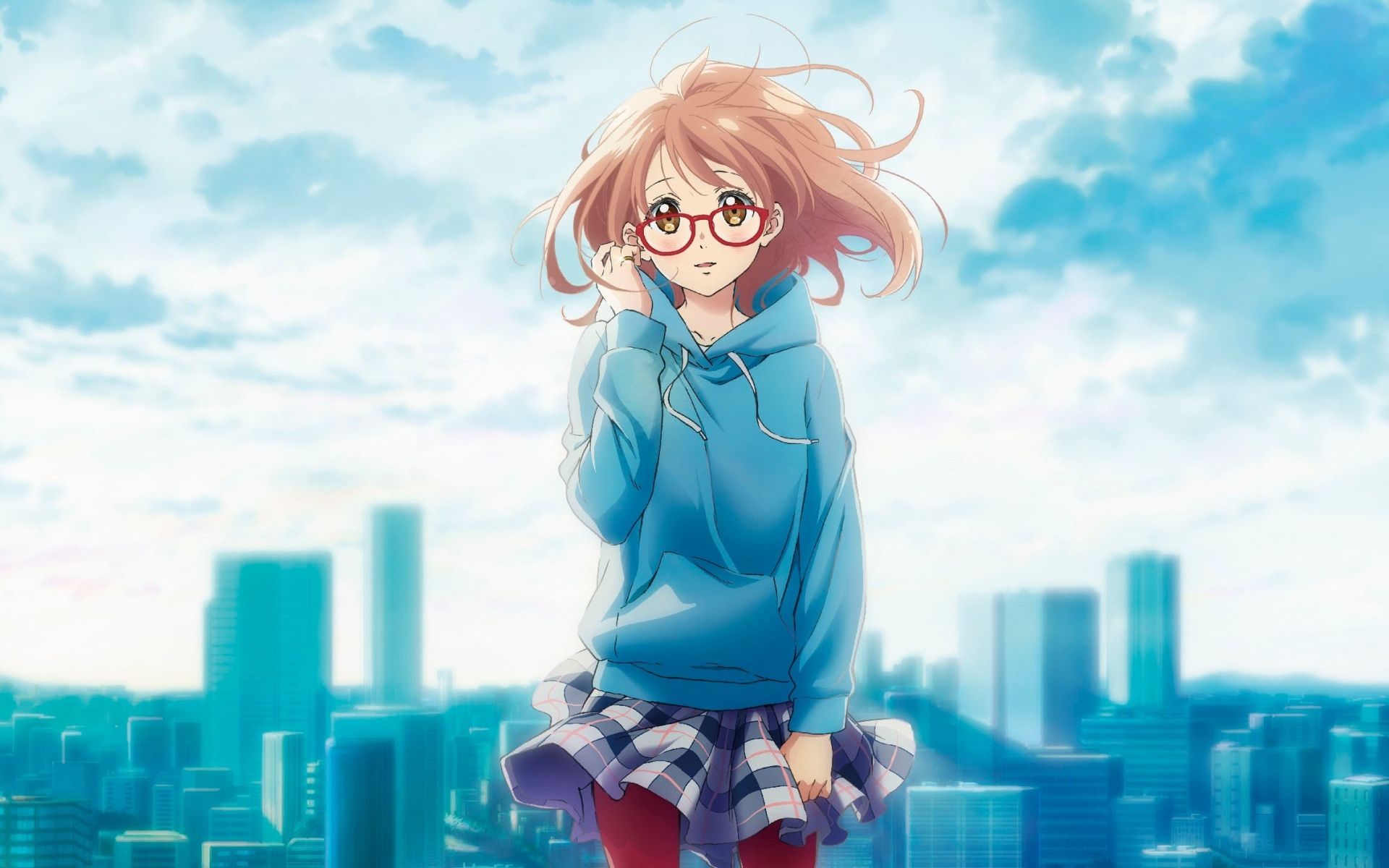 Download 1920x1200 wallpaper cute anime girl, glasses, mirai