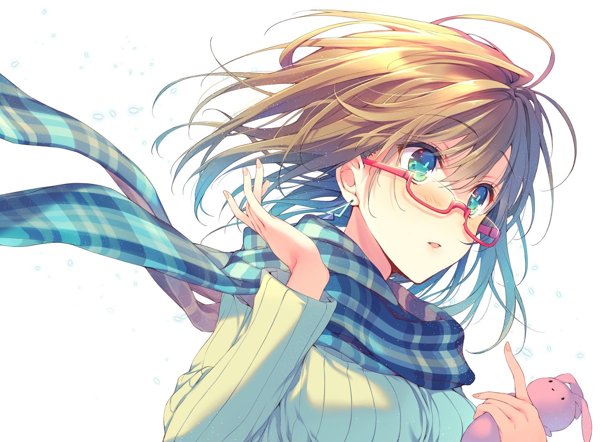 #anime girls, #glasses, #green eyes, #short hair