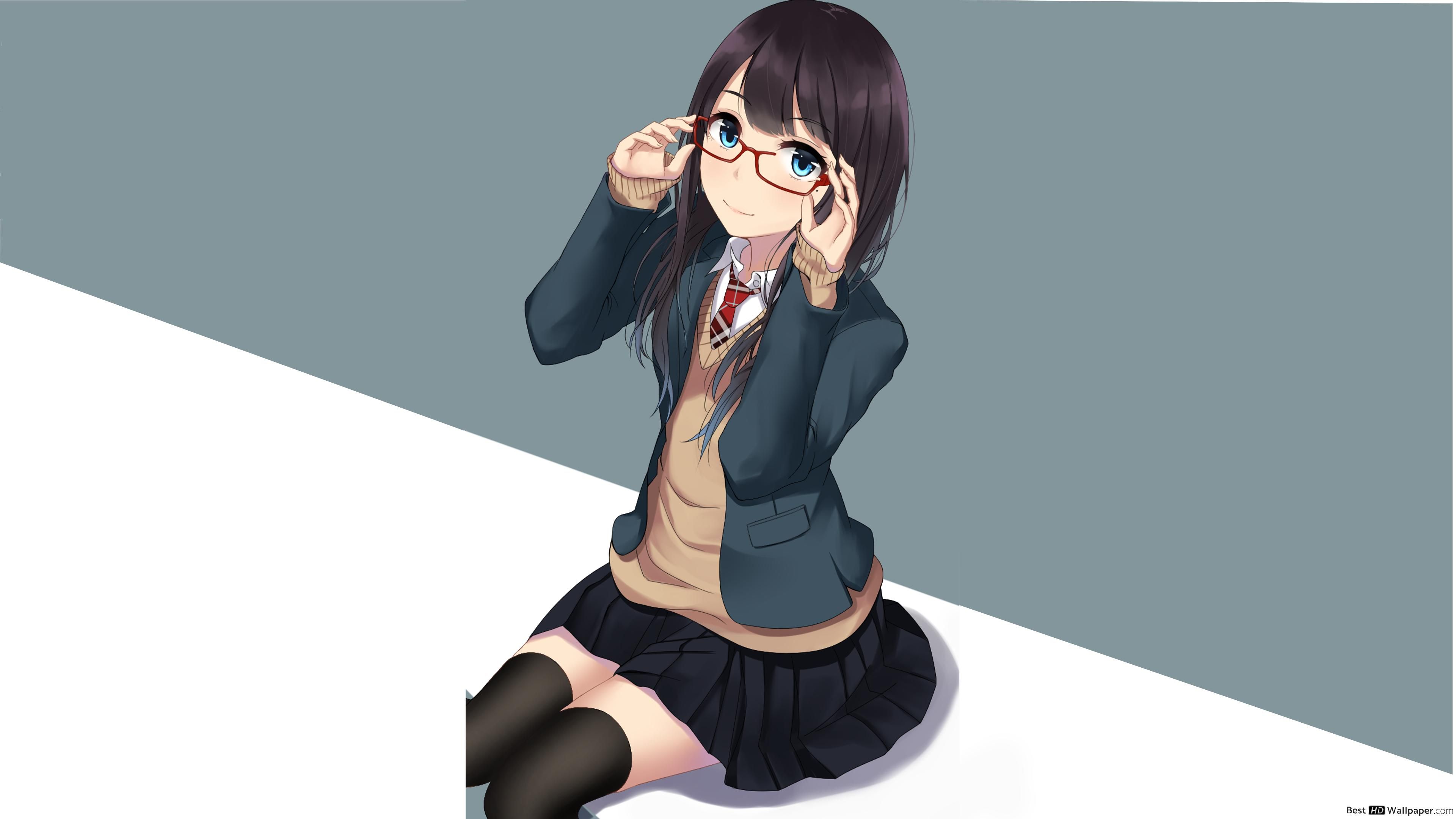 Anime Cute Glasses Girl HD Wallpapers - Wallpaper Cave