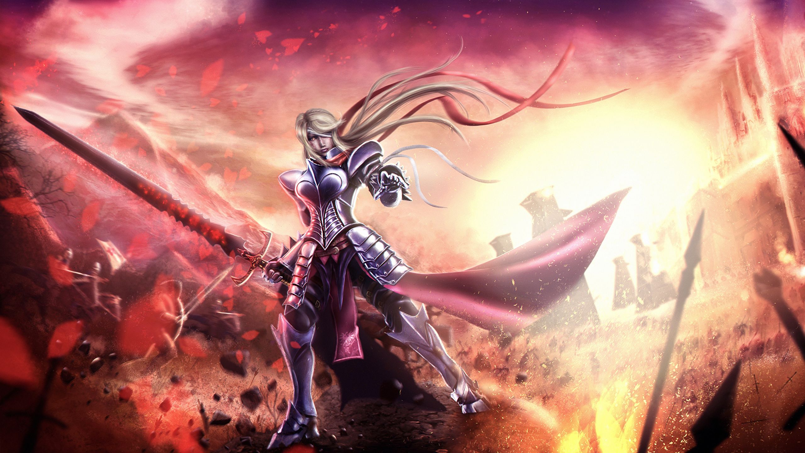 Desktop Wallpaper Armor Swords Knight warrior Anime 2560x1440
