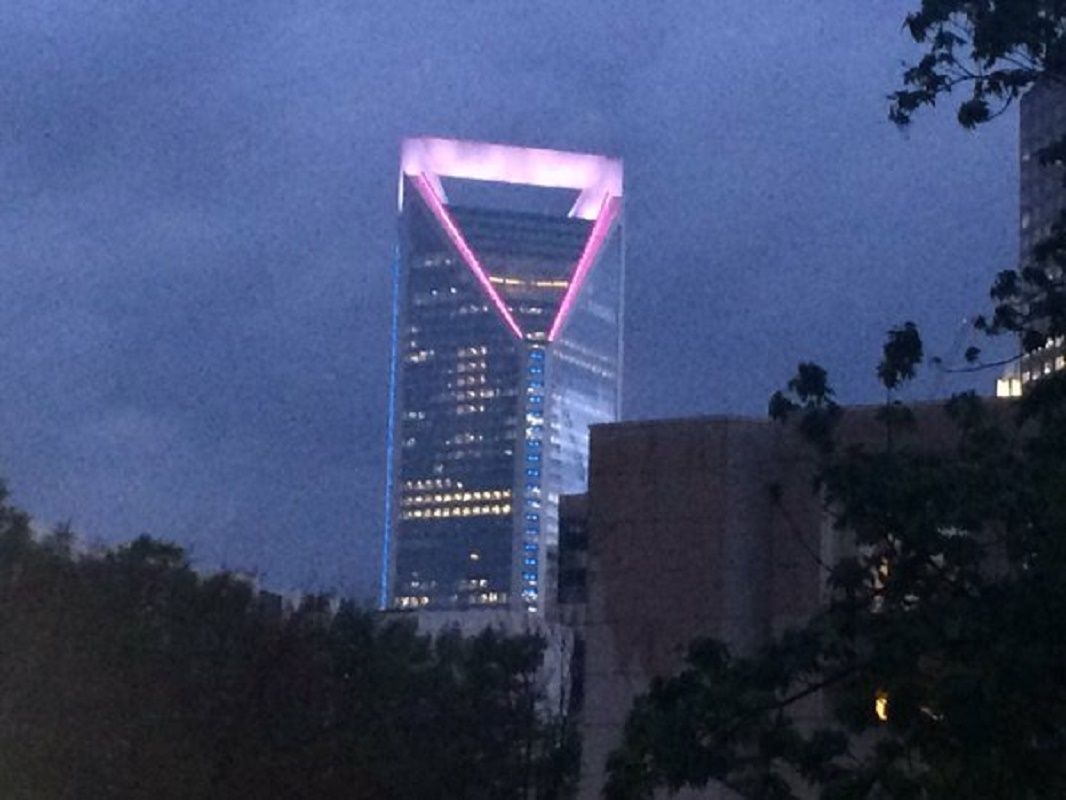 Wells Fargo lights up North Carolina HQ with trans pride flag