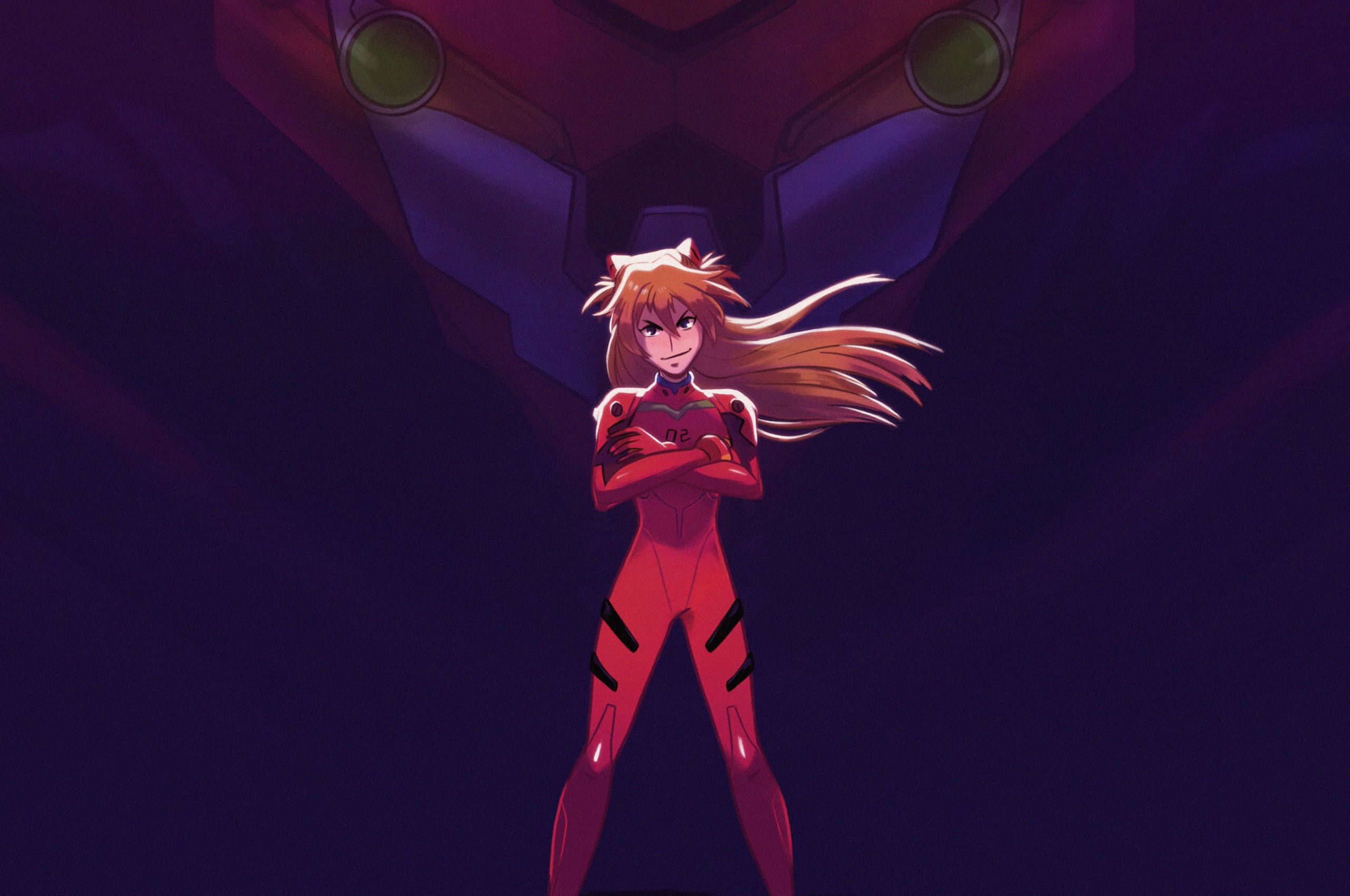 Asuka And Her Unit 02 From Evangelion Chromebook Pixel