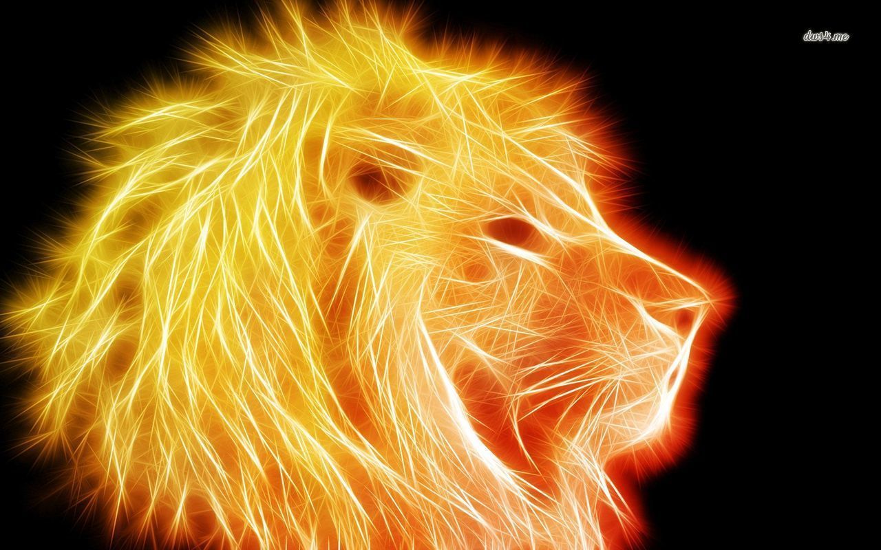 Glowing golden lion HD wallpaper