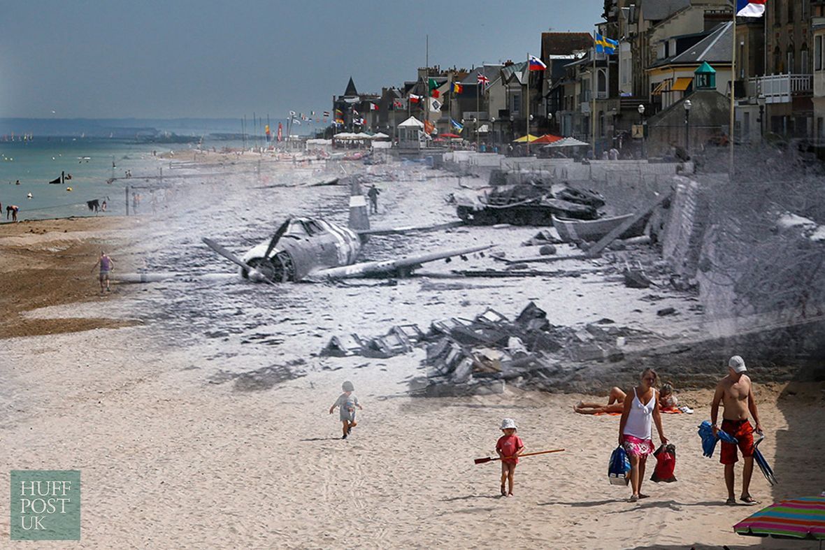 Striking Image That Show D Day Landing Sites Then And Now. D