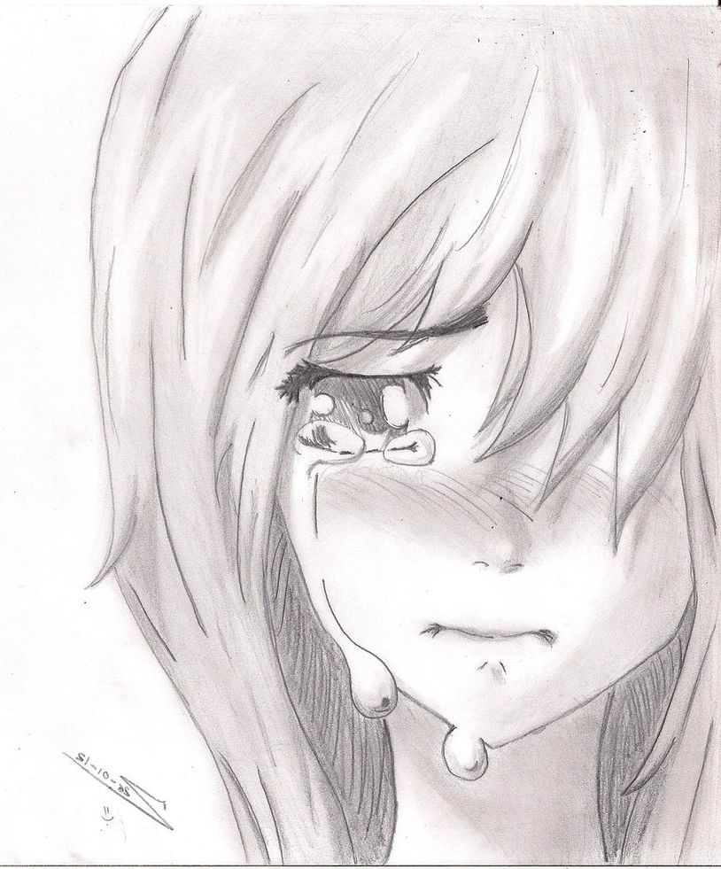anime sad drawing