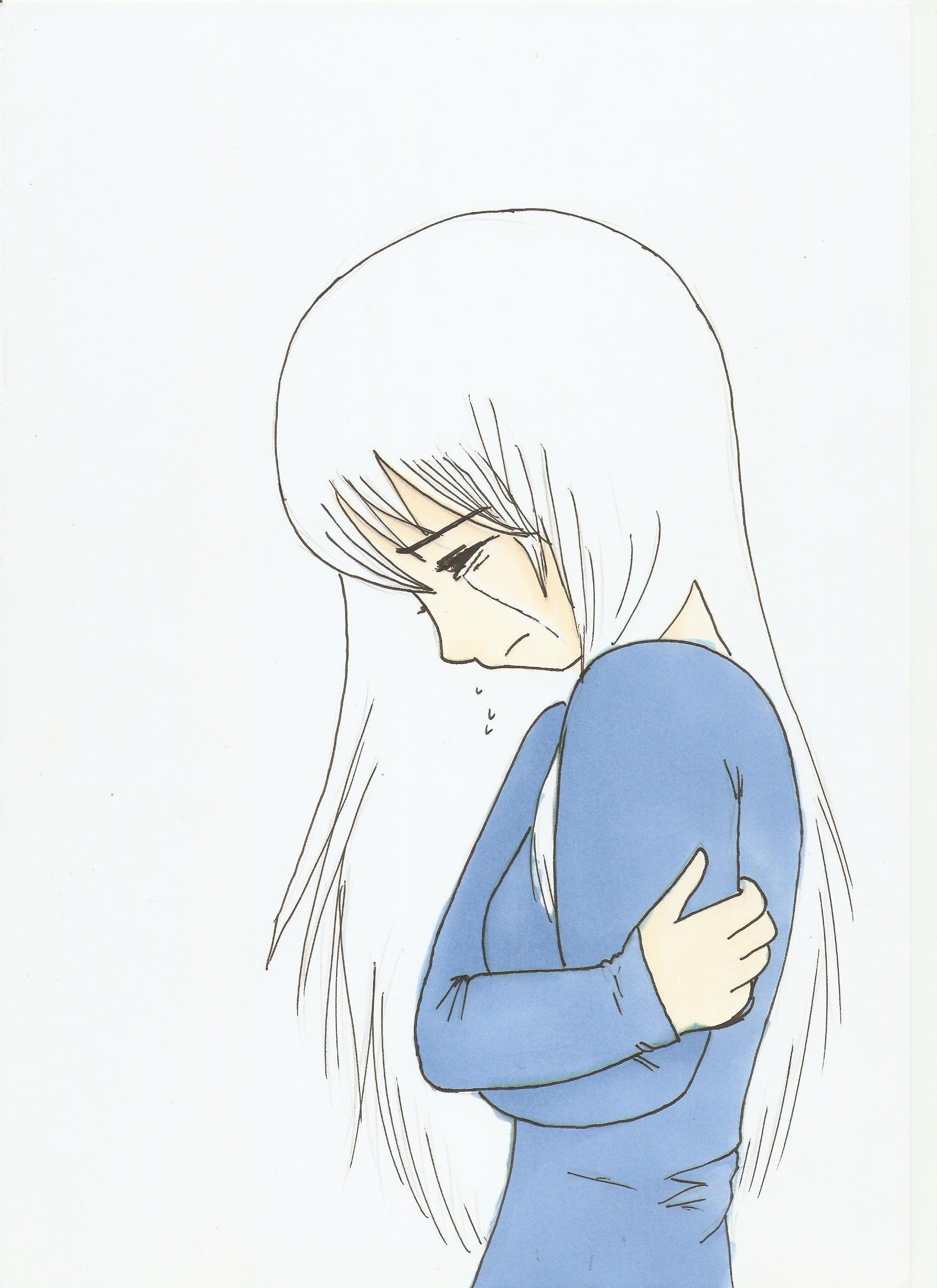 Sad Anime Girl Crying Sketch