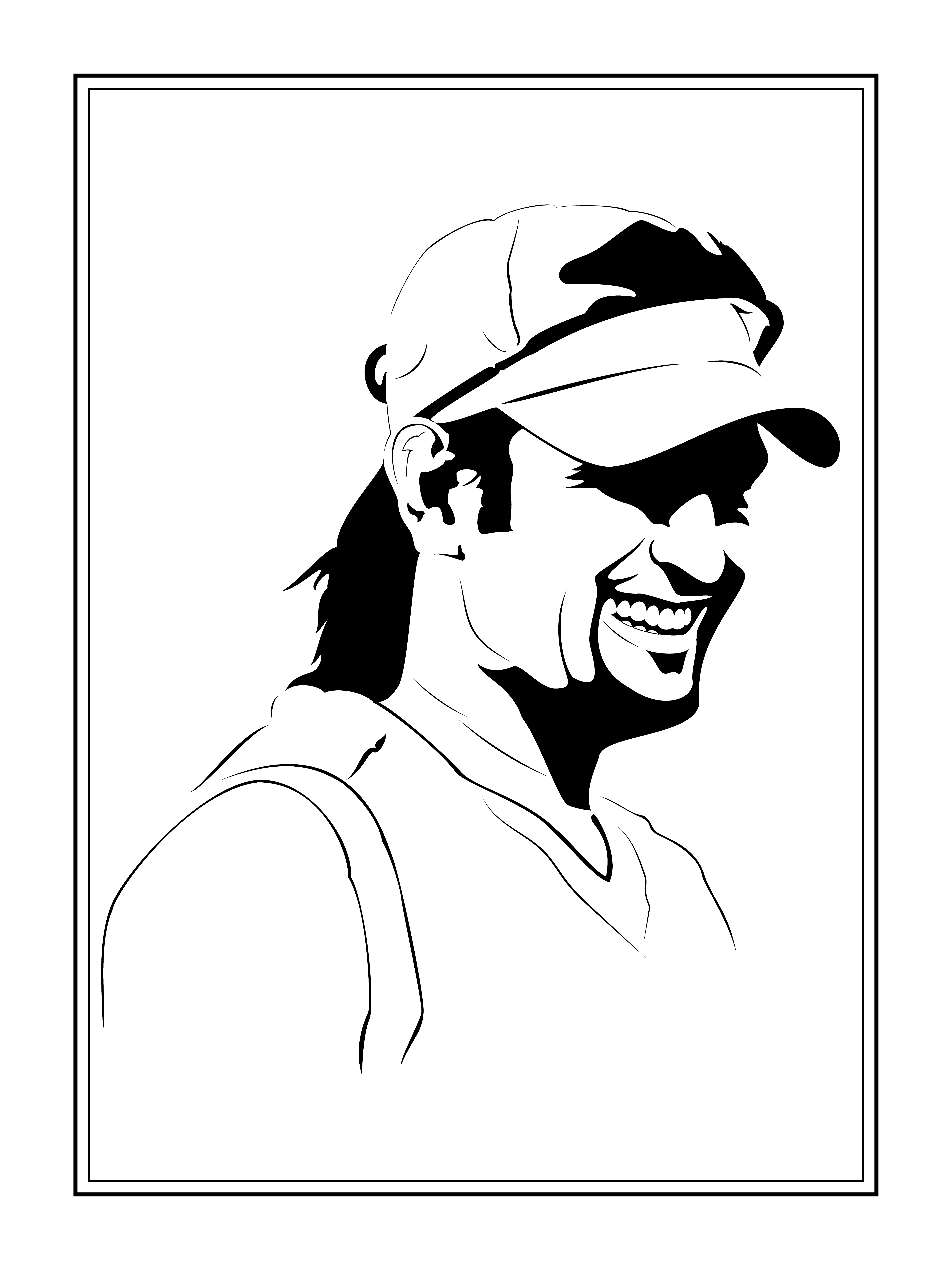 M S Dhoni B&W shadow portrait designed in Adobe Illustrator